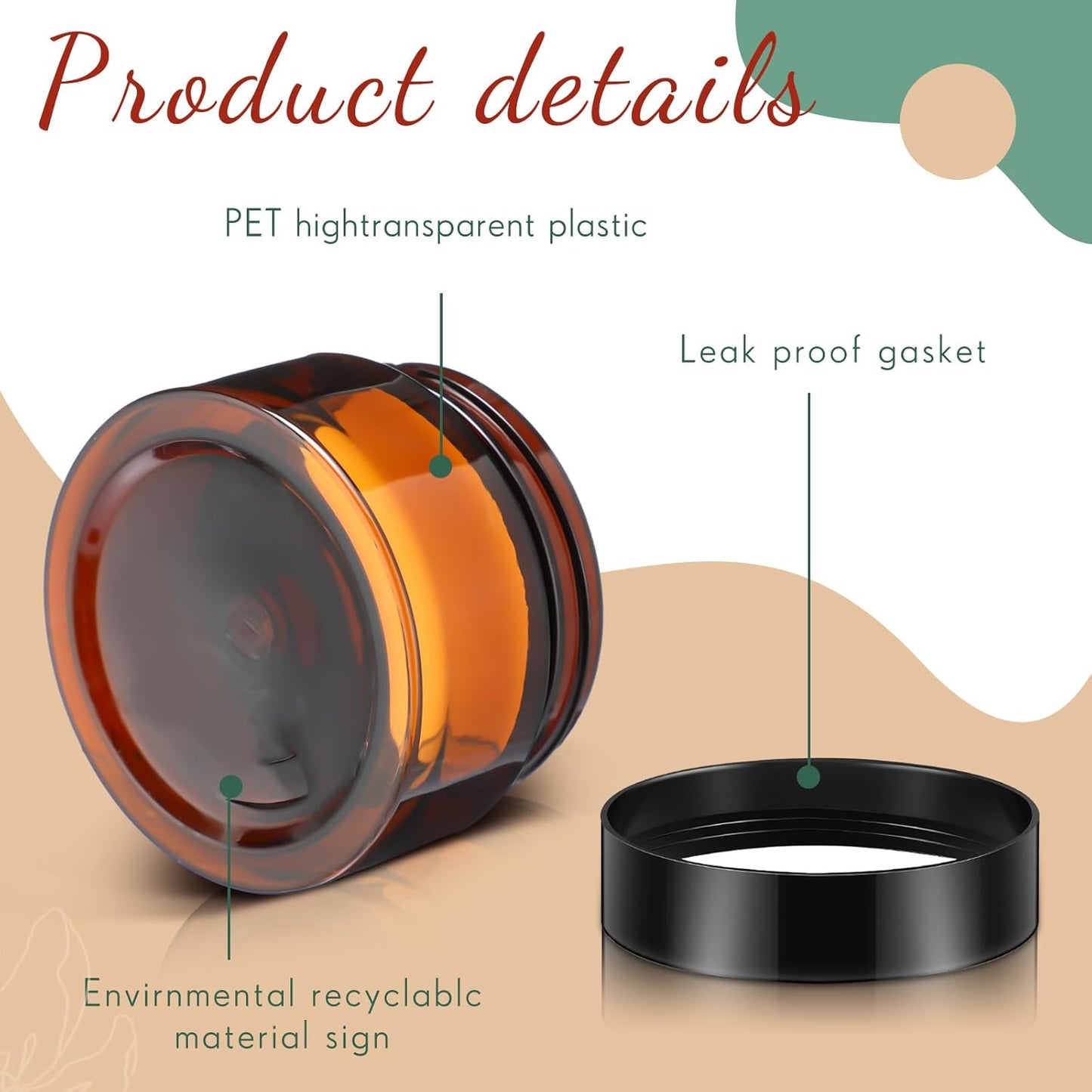 SATINIOR 100 Pcs Plastic Jars with Lids Small Containers Lids Wide Mouth Small Plastic Containers for Lotion Cream Rhinestones Body Butters Travel Storage(1 oz,Amber)