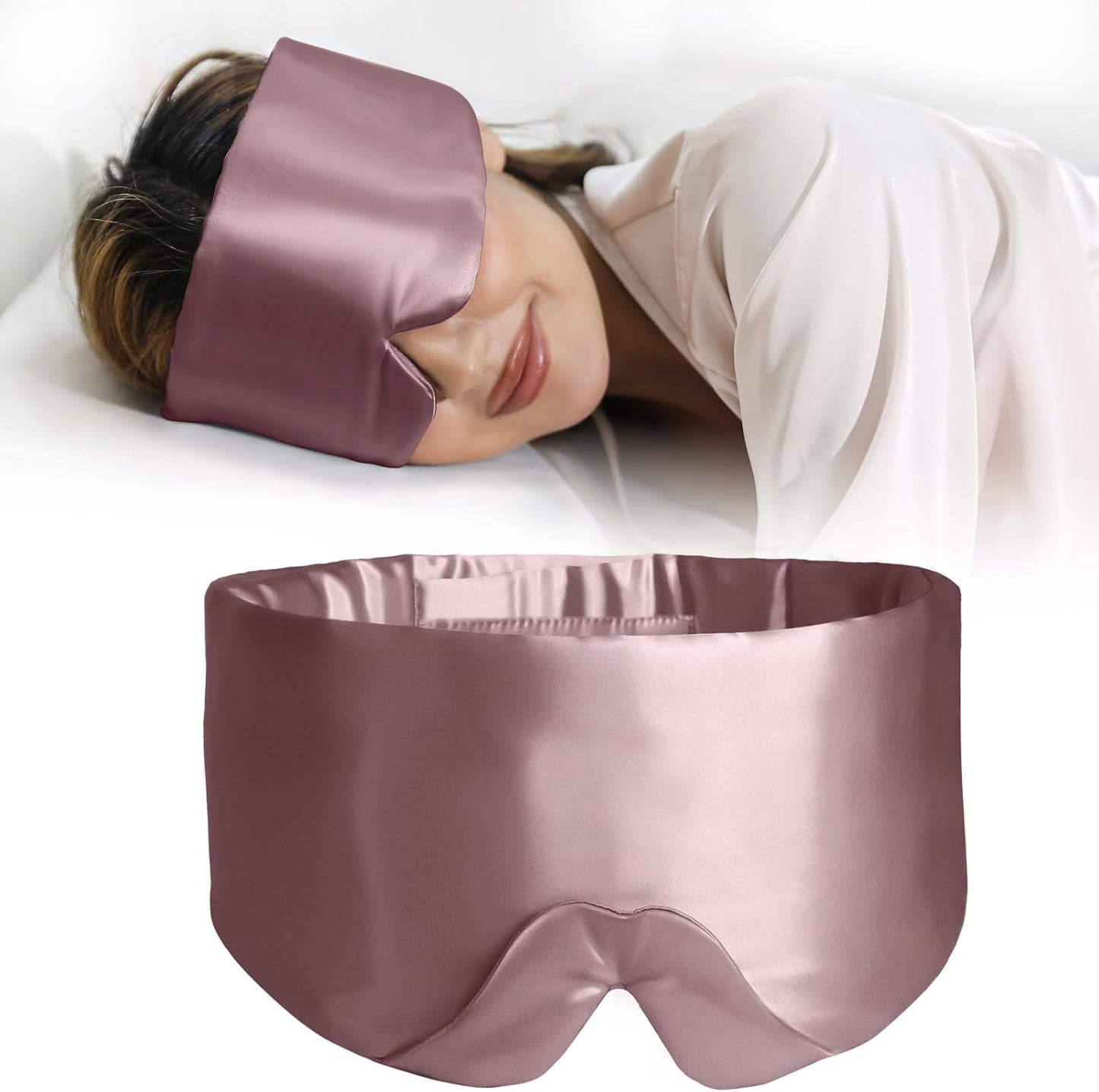 ZIMASILK 100% 22 Momme Mulberry Silk Sleep Mask - Full Silk Filled, Ultra-Soft & Breathable, Face-Hugging Blackout Eye Cover for Sleeping (Gray Purple)