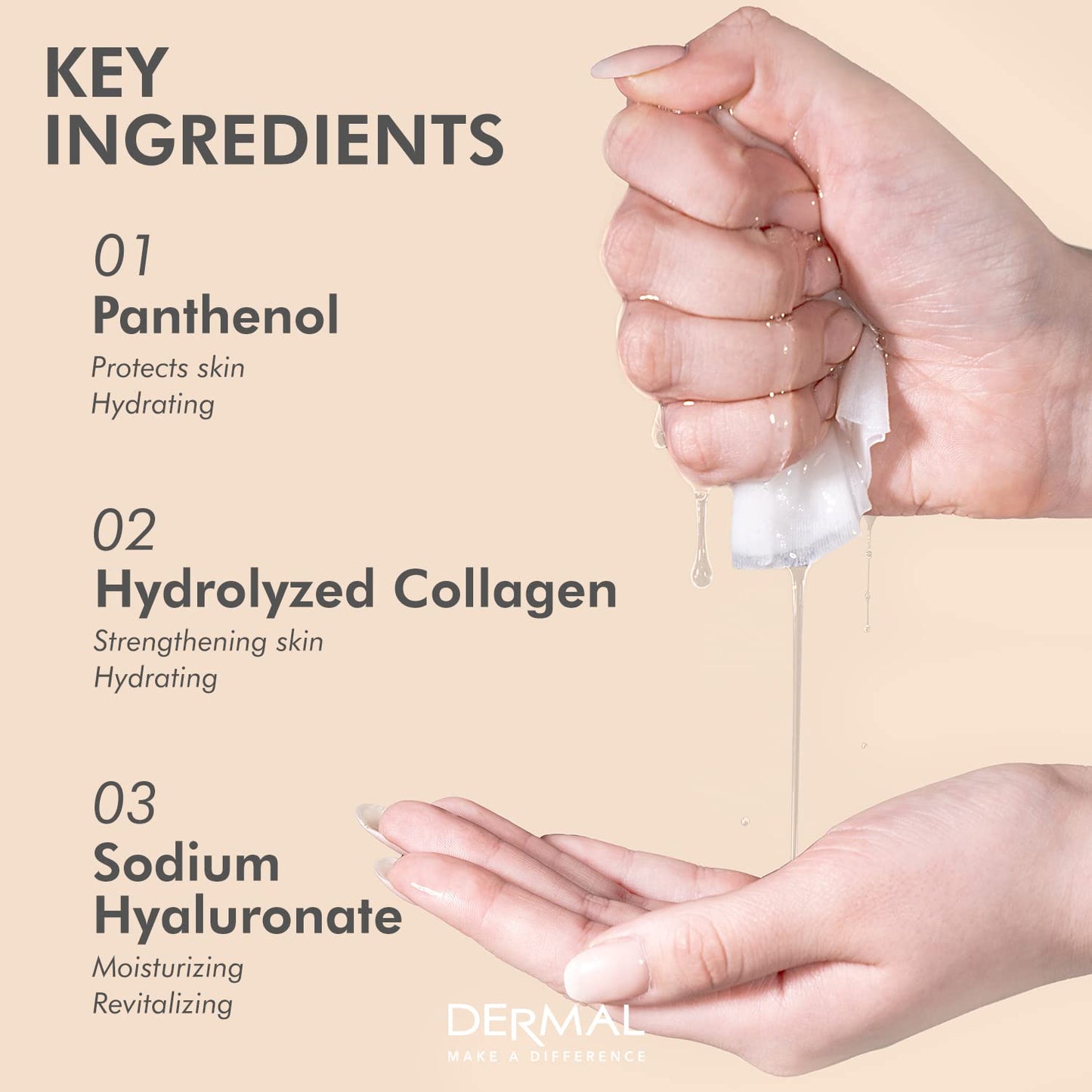 Korean Collagen Face Mask – Hydrating & Soothing Sheet with Panthenol, Hypoallergenic Calming Moisture Care for All Skin Types, 32 Combo Pack A+B Set