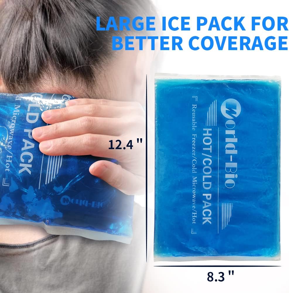 Extra Large Gel Ice Packs for Injuries Reusable Gel Cold Compress for Shoulder, Knee, Back and Neck - Hot and Cold Packs for Pain, Injury, Surgery - Flexible Ice Pack for Injury - 8.3" x 12.4"