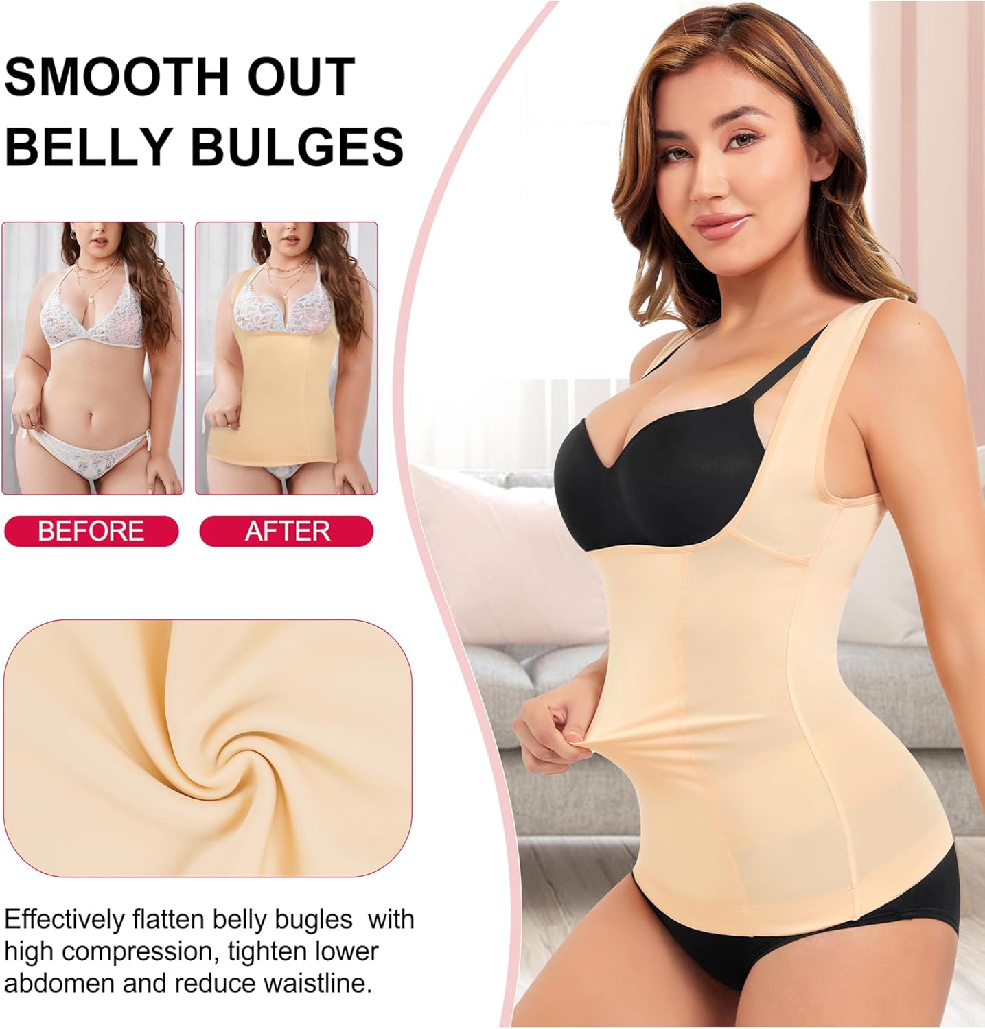 Gotoly Women's Waist Cincher Tummy Control Shapewear Compression Vest Invisible Body Shaper