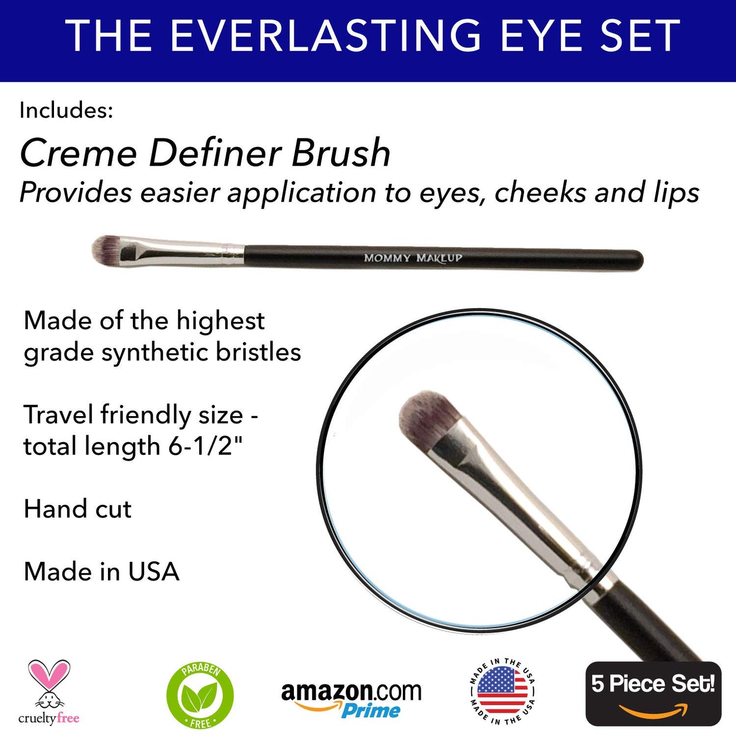 The Everlasting Eye 5 Piece Waterproof Makeup Set. Gel Eyeliner, Creme Eyeshadow, 2 brushes and Mesh Bag. Paraben-free, Talc-free, Cruelty-free. Anna/Black Orchid 1208