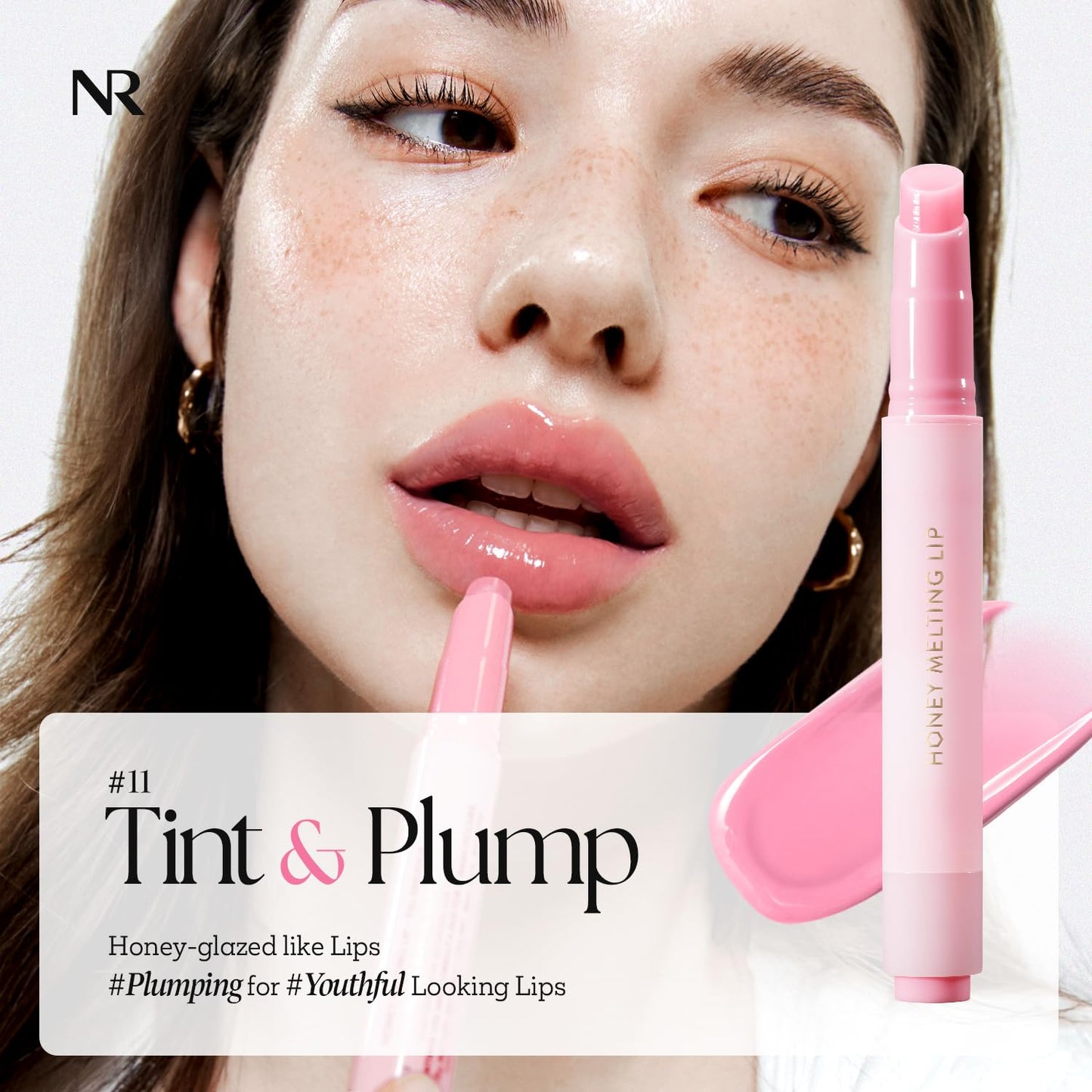 Nature Republic HONEY MELTING LIP PLUMPING (11 PINK) SOFT LIP STICK Tint & Plump Hydrating Gloss, Moisturizing balms, Volumizing formula & Sheer tint, Glowy Finish, korean make up