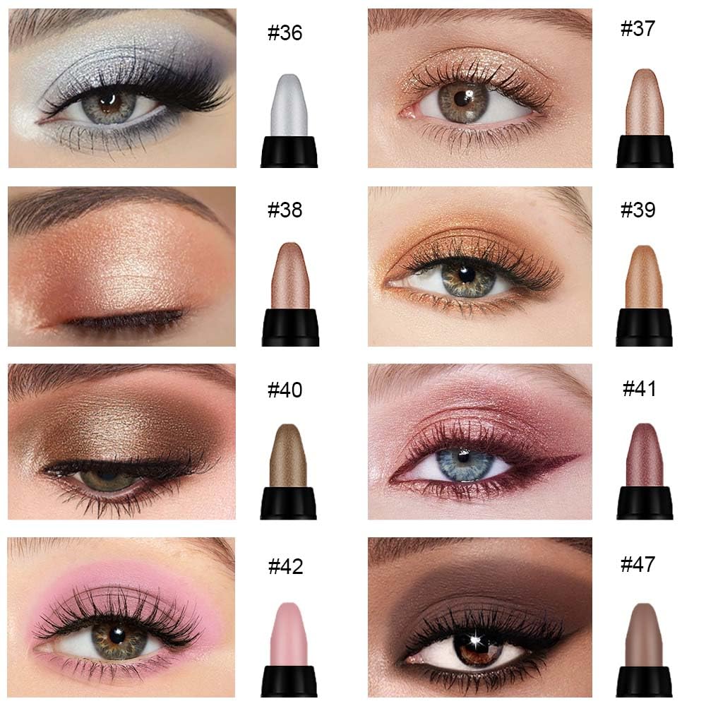 Kaely 8Pcs Cream Eye Shadow Sticks Set, Matte Shimmer Eyeliner Pencil Eyeshadow Palette Makeup, Eye Highlighter Brightener Stick for Older Women Waterproof Pigmented, sombras para ojos 05