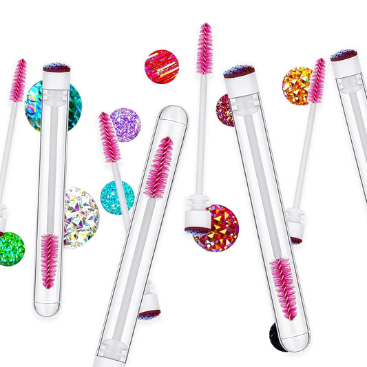 i-Laesh 20 Pcs Lash Brush Eyelash Brushes for Eyelash Extensions Spoolies Cleaning Mascara Wands Tube Diamond Disposable Makeup Tool Applicator Set Sanitary Extension Supplies (Assorted Color)