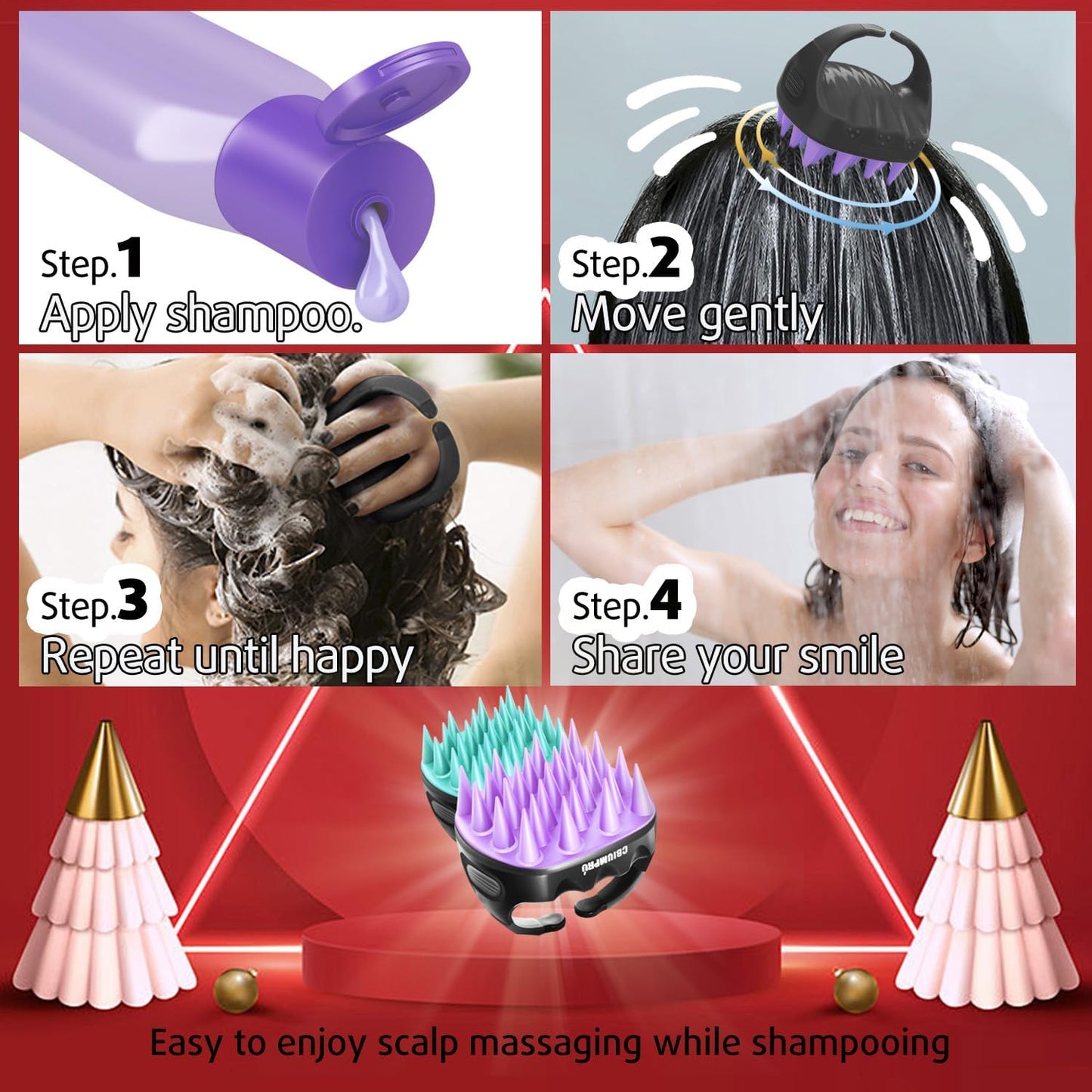 Cbiumpro 2-Pack Scalp Massager Shampoo Brush, Ultra Soft Silicone Scalp Scrubber Exfoliator Brush for Hair Growth & Dandruff Removal - 100% Fit All Hair Types