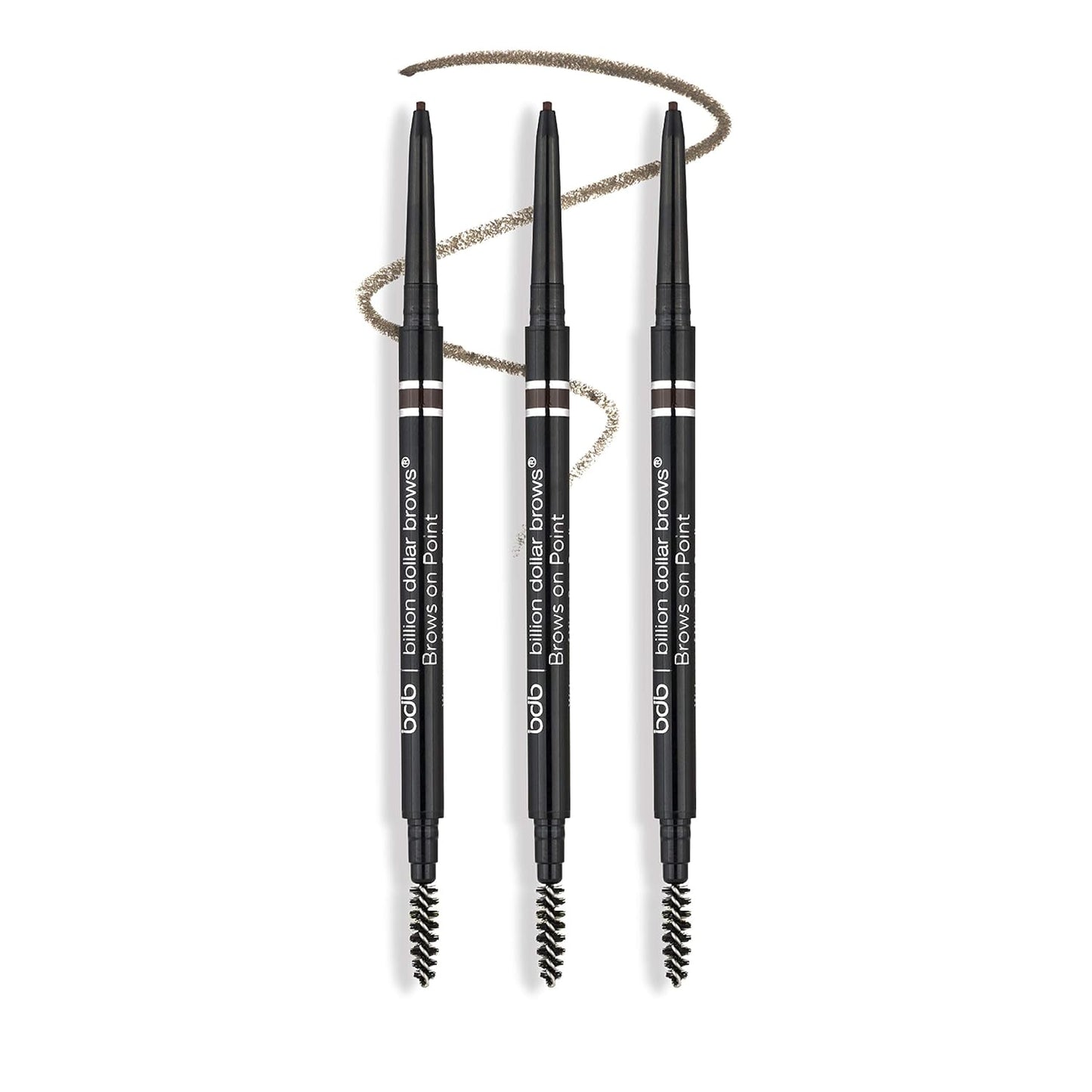 bdb Brows on Point Micro Brow Pencil - Precision Tip & Spoolie, Waterproof, Define Shape and Fill Brows, Taupe, 3-Pack