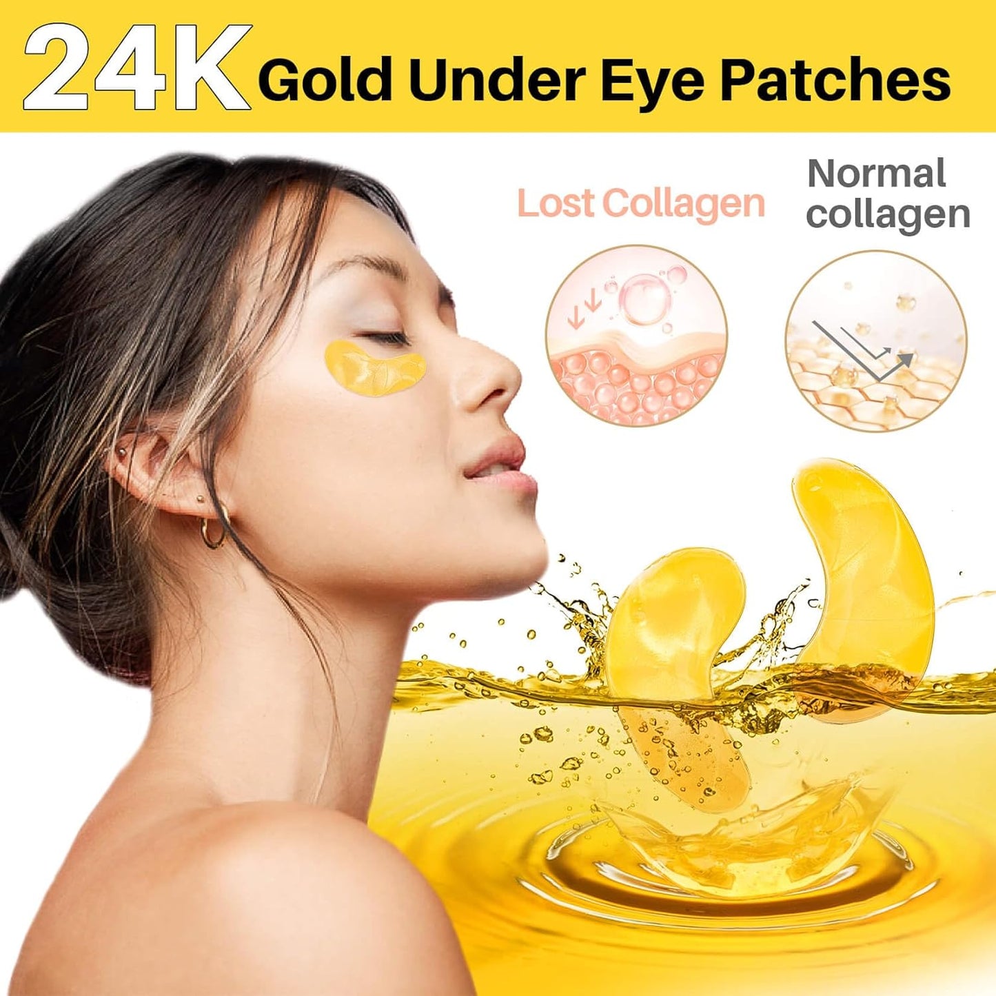 Gold Under Eye Patches - 30 Pairs Golden Glow Under Eye Patches for Dark Circles,Gold Moisturizing Eye Skin Mask for Women,Eye Dark Circles Masks for Bags and Wrinkles