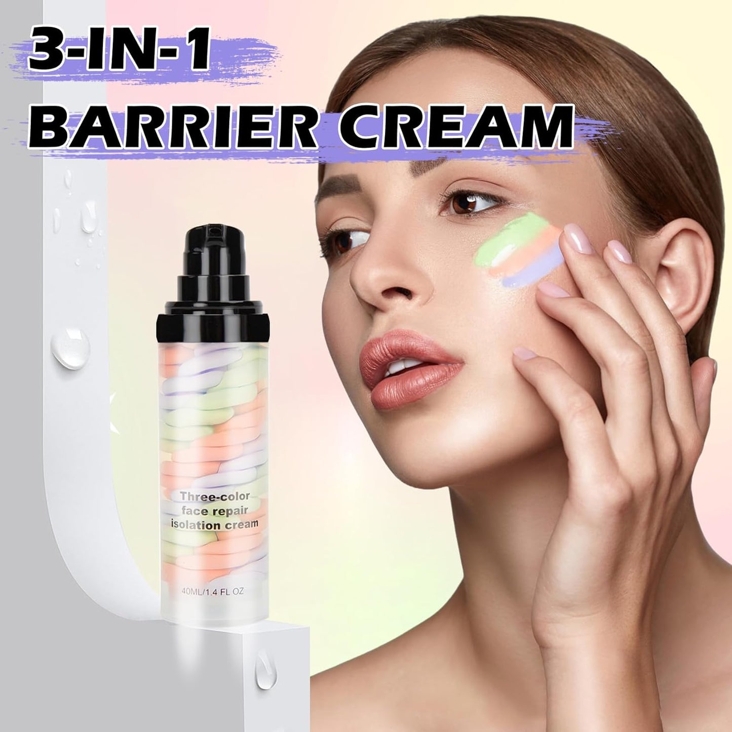 3 In 1 Color Corrector Makeup Primer Color Correcting Primer Cream Tinted Moisturizer Brightening Primer Facial Serum Isolation Cream Neutralizes Skin Tone for Face Before Makeup Base Cream
