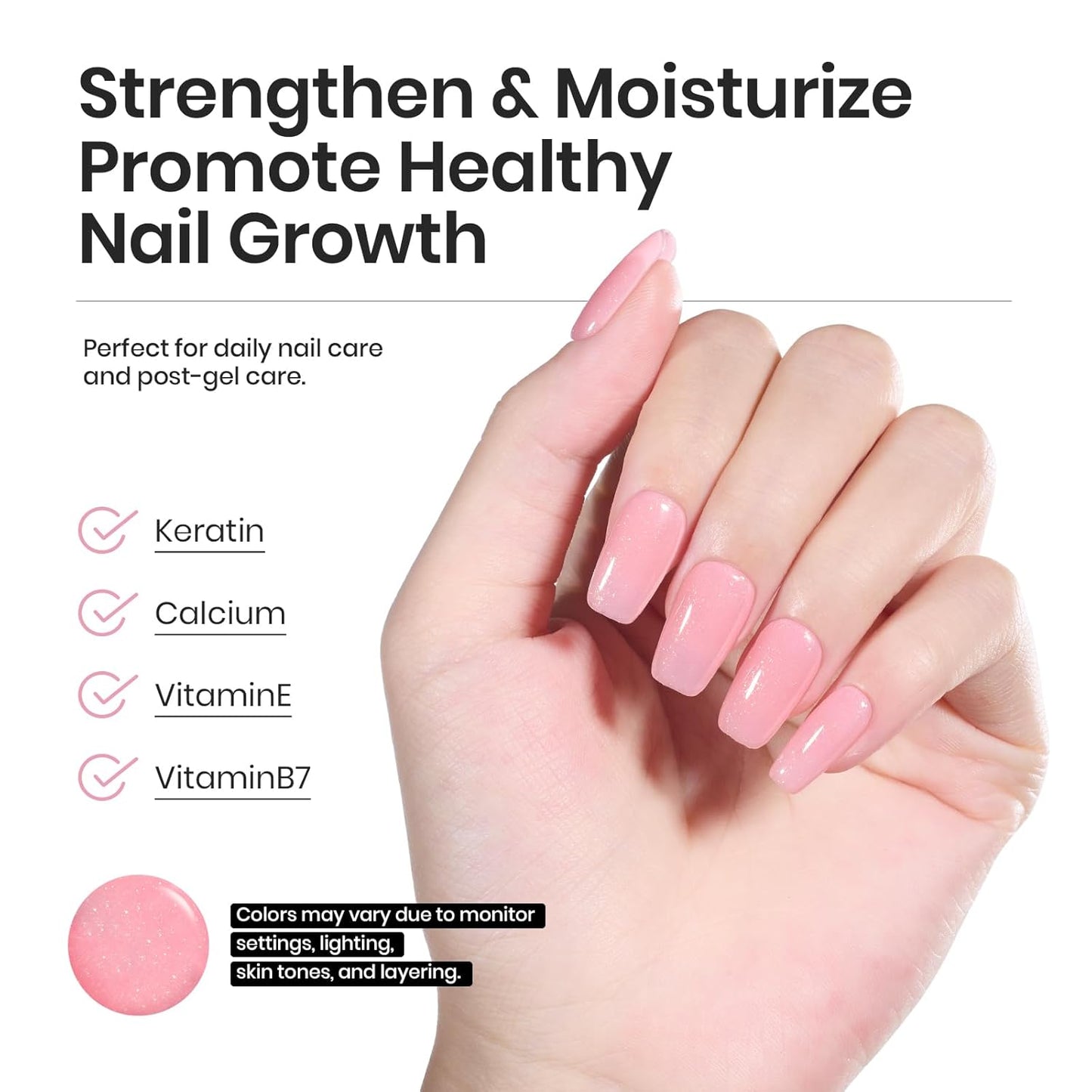 Beetles Nude Rubber Base Gel Nail Polish - Light Pink Color Base Gel for Nails Strengthening, Building, Enhancing, Reinforcing, Long Lasting Protecting