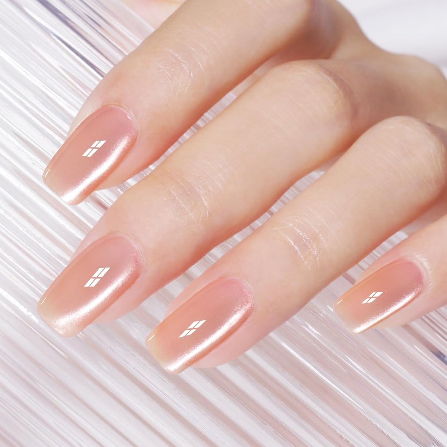 AILLSA Glass Cat Eye Gel Nail Polish, 15ml Nude Glitter Jelly Sheer Gel Polish, Translucent Magnetic Shimmer Sparkle Nail Art U V Salon 0.5 OZ GF39