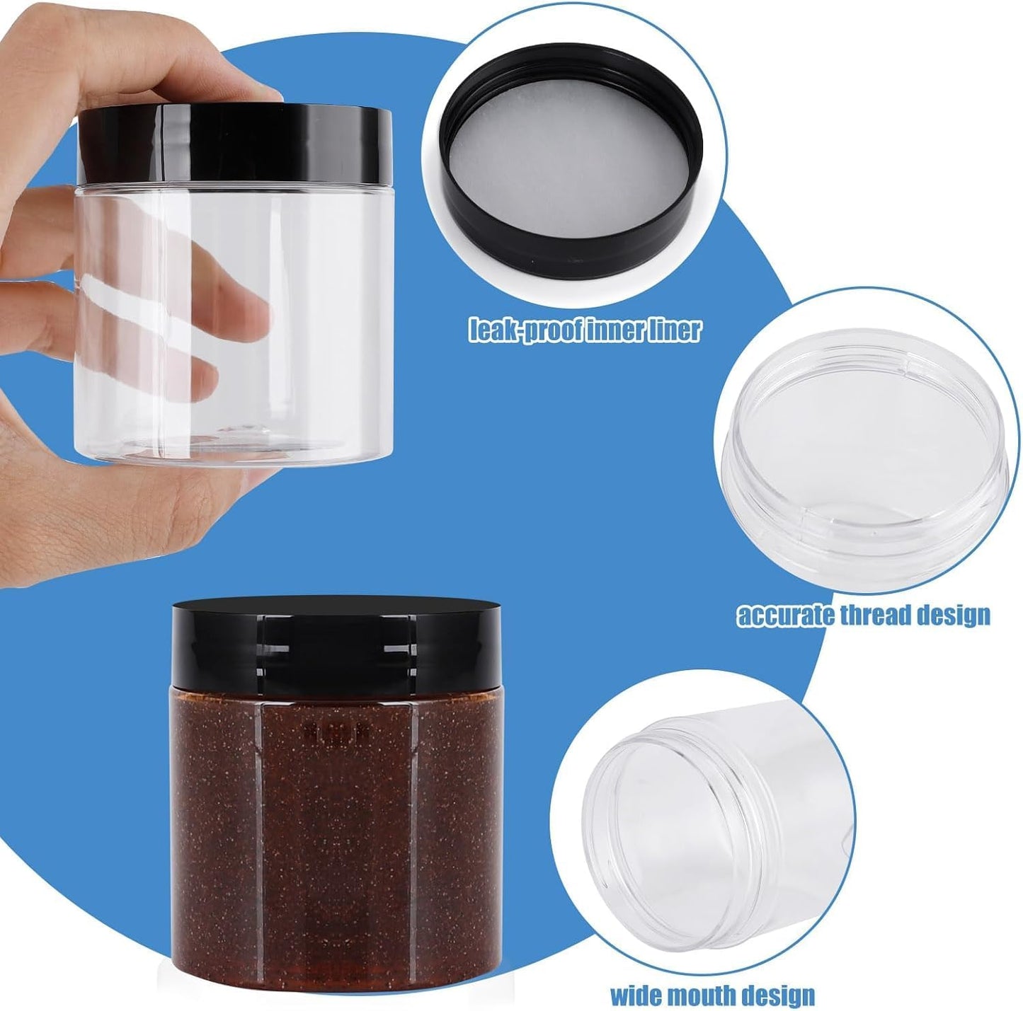 90 Pack 4 Oz Plastic Containers with Lids, OBKJJ Clear Travel Size Leak Proof Makeup Travel Containers BPA Free Cosmetic Slime Jars for Lotion, Cream, Body Butter, Makeup, Ointments (90)