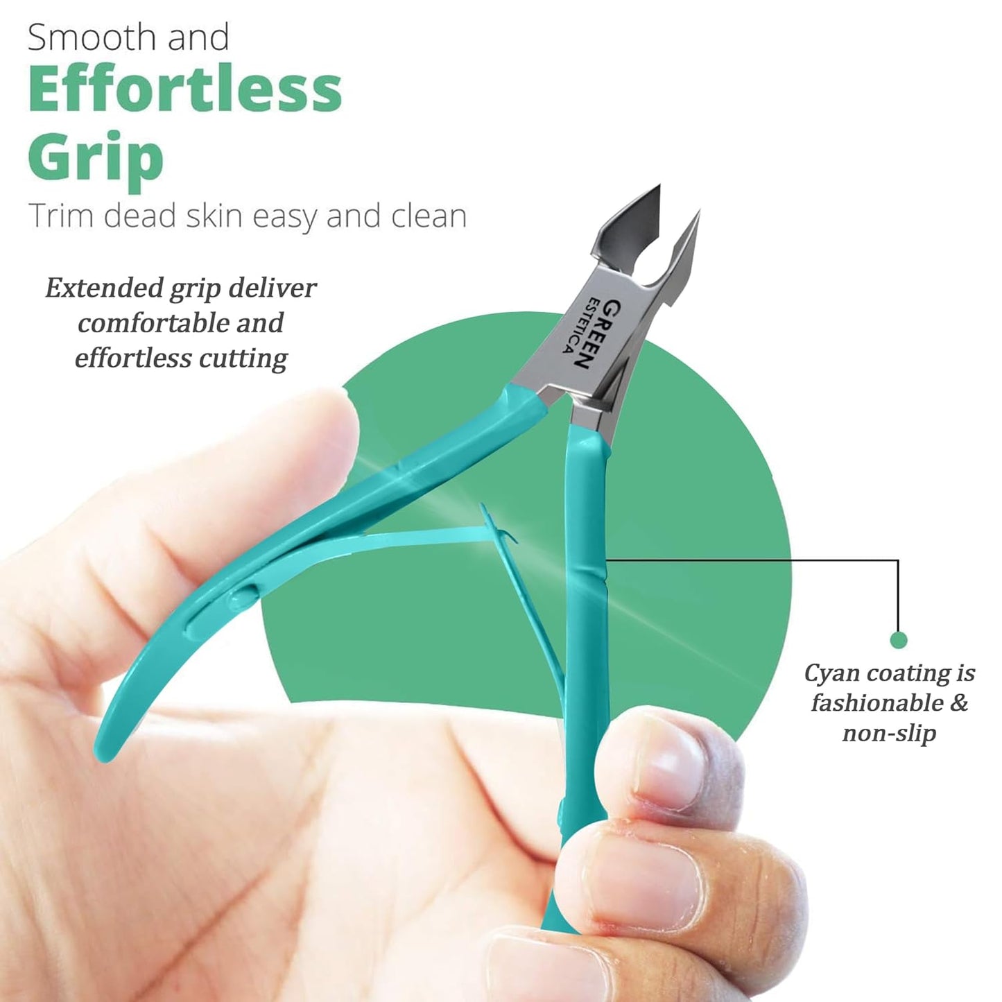 Professional Cuticle Trimmer Nail Cuticle Cutter Stainless Steel Cuticle Nippers with Sharp Blades of Cuticle Remover Clippers Manicure Tools Double Spring for Nail Care Pedicure Nail Tools (Cyan)
