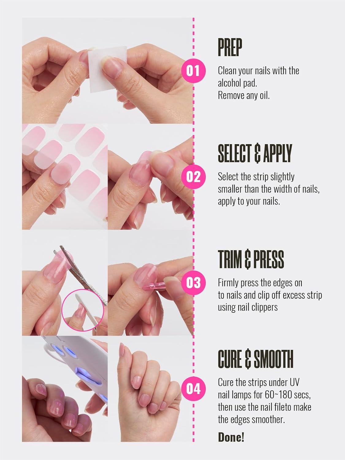 Semi Cured Gel Nail Strips, 30 pcs Stikers, Wraps, Salon-Quality, Easy to Apply, 2 Weeks Long Lasting (Daisy Delight)