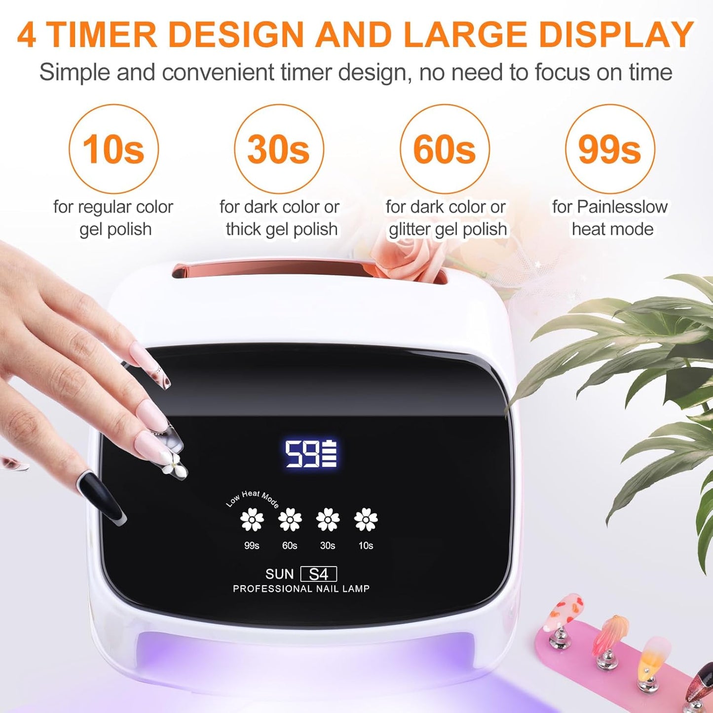 UV Nail Lamp, 288W 8 Hours Super Long-Lasting 15600mAh Professional Cordless UV LED Lamp for Nails 66Pcs Lamp Beads Automatic Sensor Gel Nail uv Light for Nail Art at Home and in Salons Gold