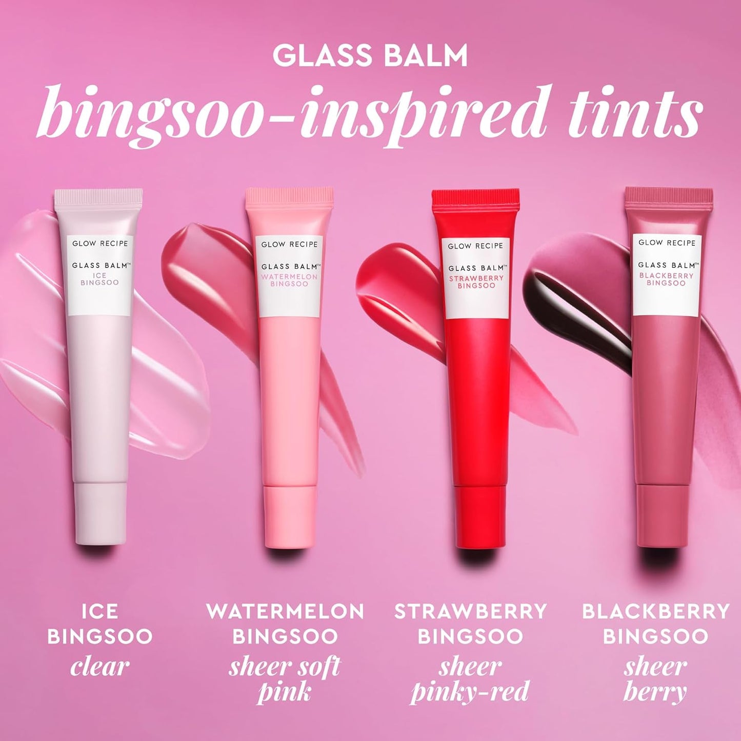 Glow Recipe Glass Balm Lip Treatment - 12Hr Hydrating Lip Balm & Moisturizer with Hyaluronic Acid to Smooth, Plump & Protect from Dryness - Sheer Berry High Shine Tint, Blackberry Bingsoo (15 ml)