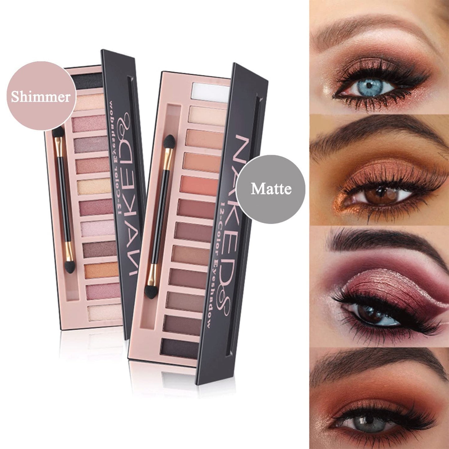 All In One Makeup Kit Full Kit 12 Colors Eyeshadow Palette,6 Colors Lipstick Set,2 Full Coverage Foundation,Primer,Eyebrow Soap,Waterproof Eyeliner and Mascara (104 Buff Beige +105 Sand+ Matte Shadow)