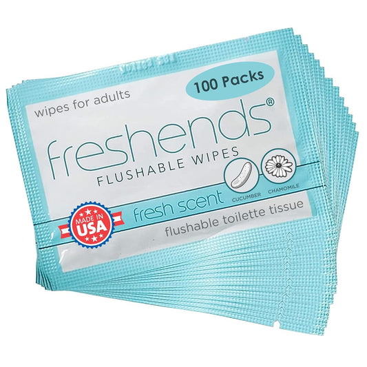 Freshends Flushable Individually Wrapped Wipes – Guest Bathroom Essentials for Weddings, Restaurants, Bars & Clubs – Travel-Size, Disposable