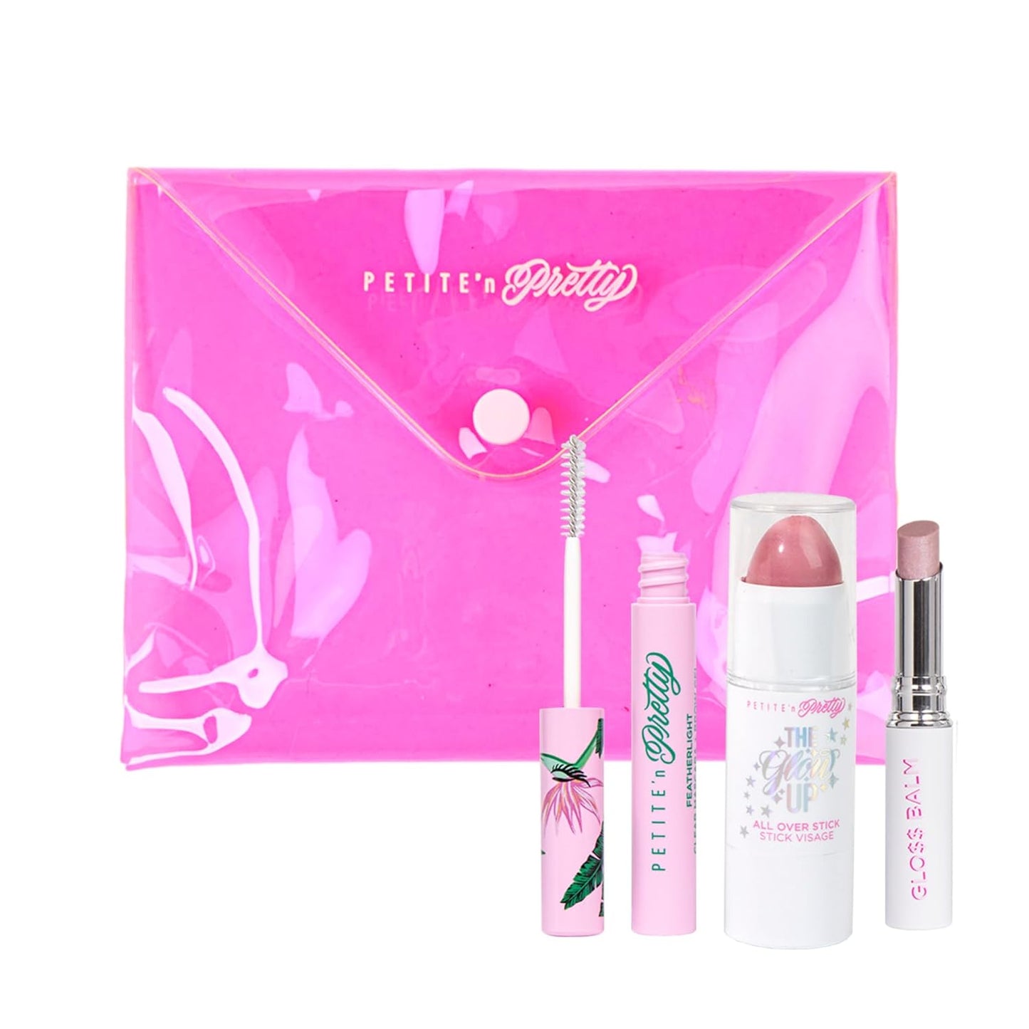 Petite 'n Pretty Makeup Set for Kids (Dream in Pink) - Makeup for Tweens & Teens - Featherlight Clear Mascara and Brow Gel, Multi Stick for Eyes & Cheeks, Lip Balm, Made in the USA