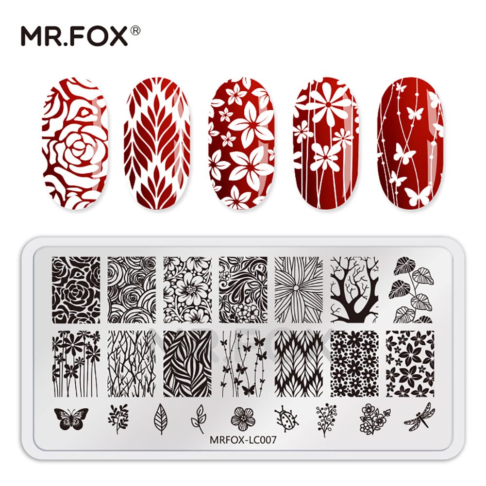 MR.FOX Nail Stamping Plate Set, 5Pcs Nail Art Stamp Kit Templates for Women with Plenty of Images