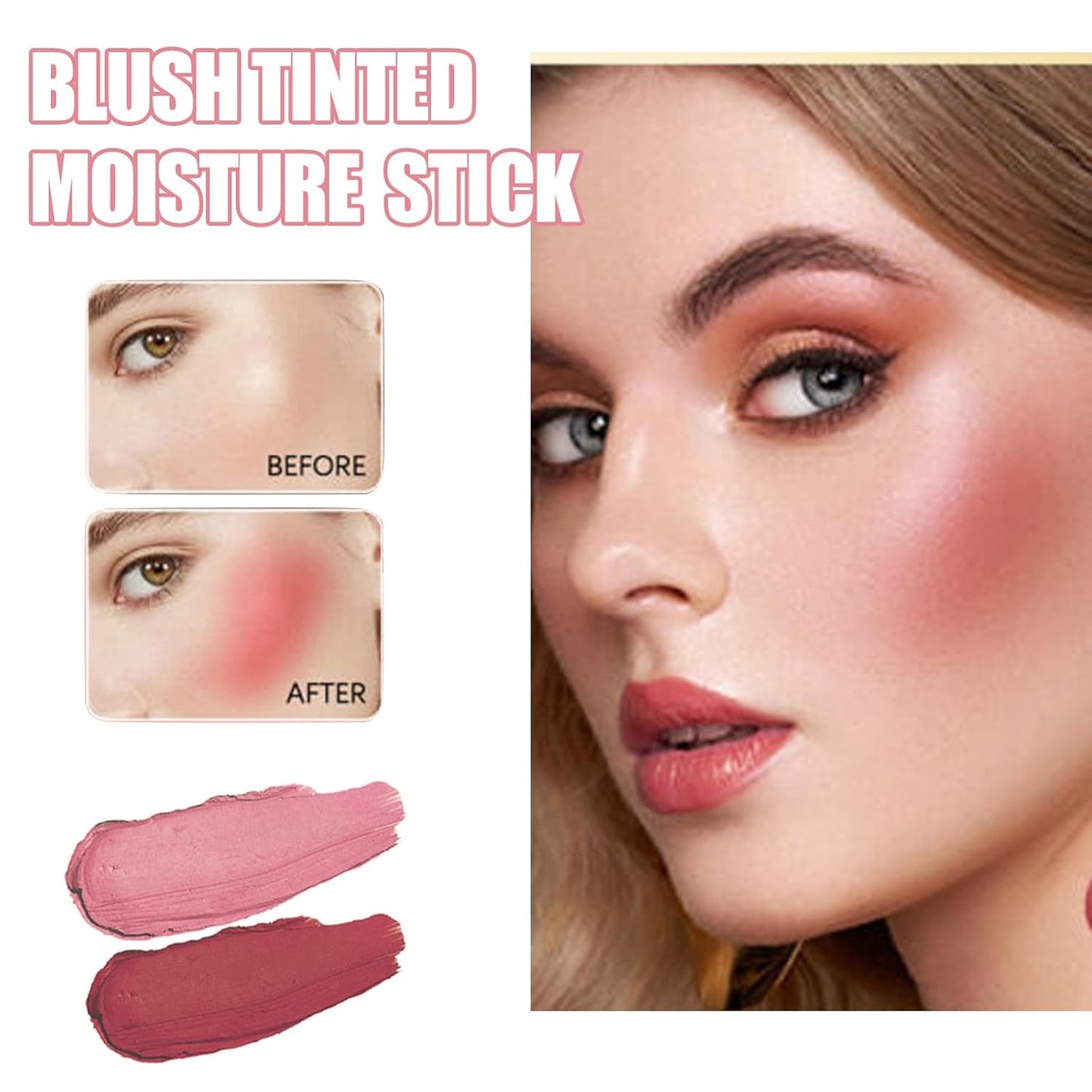 Blush Rare Beauty Liquid Blush Stick Cream Blush Natural Waterproof Long Lasting Powder Blusher,On The Go Blush Brushes For Makeup Cheeks,Suitable For All Skin Types(2PC)