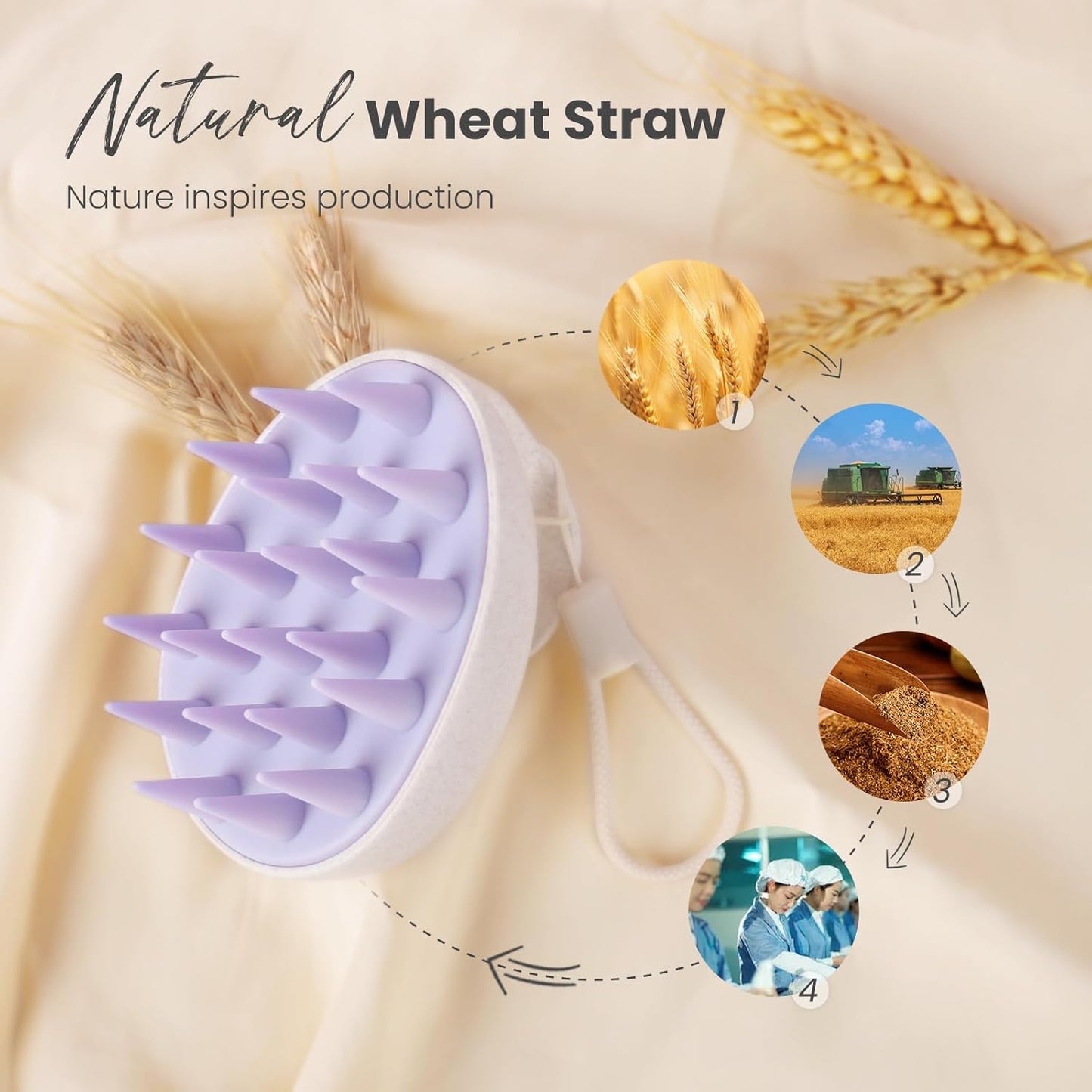 AIMIKE Silicone Bristle Shampoo Brush - Scalp Exfoliator for Hair Washing, Dandruff Removal, Growth Stimulation & Wet/Dry Usage