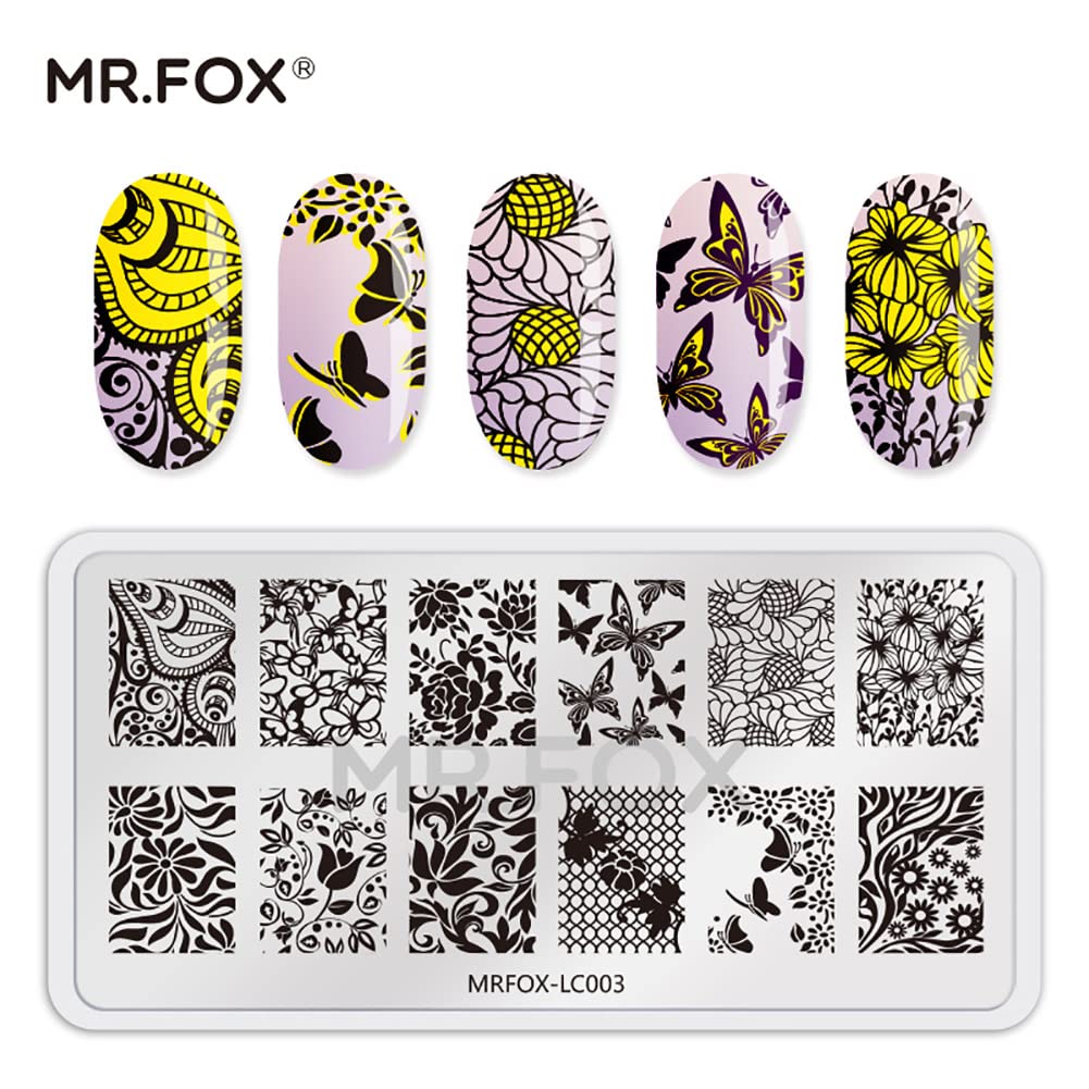 MR.FOX Nail Stamping Plate Set, 5Pcs Nail Art Stamp Kit Templates for Women with Plenty of Images