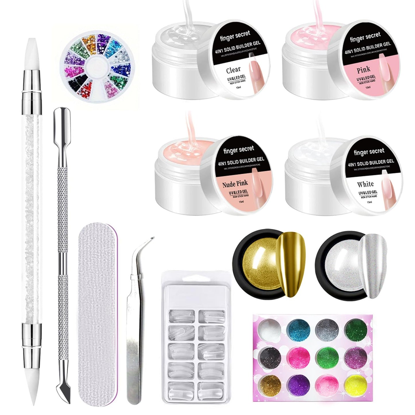 Solid Builder Gel for Nails Hard Gel 3D White Nude Pink Clear Colors for Nail Extension DIY Nail Kit 60ml