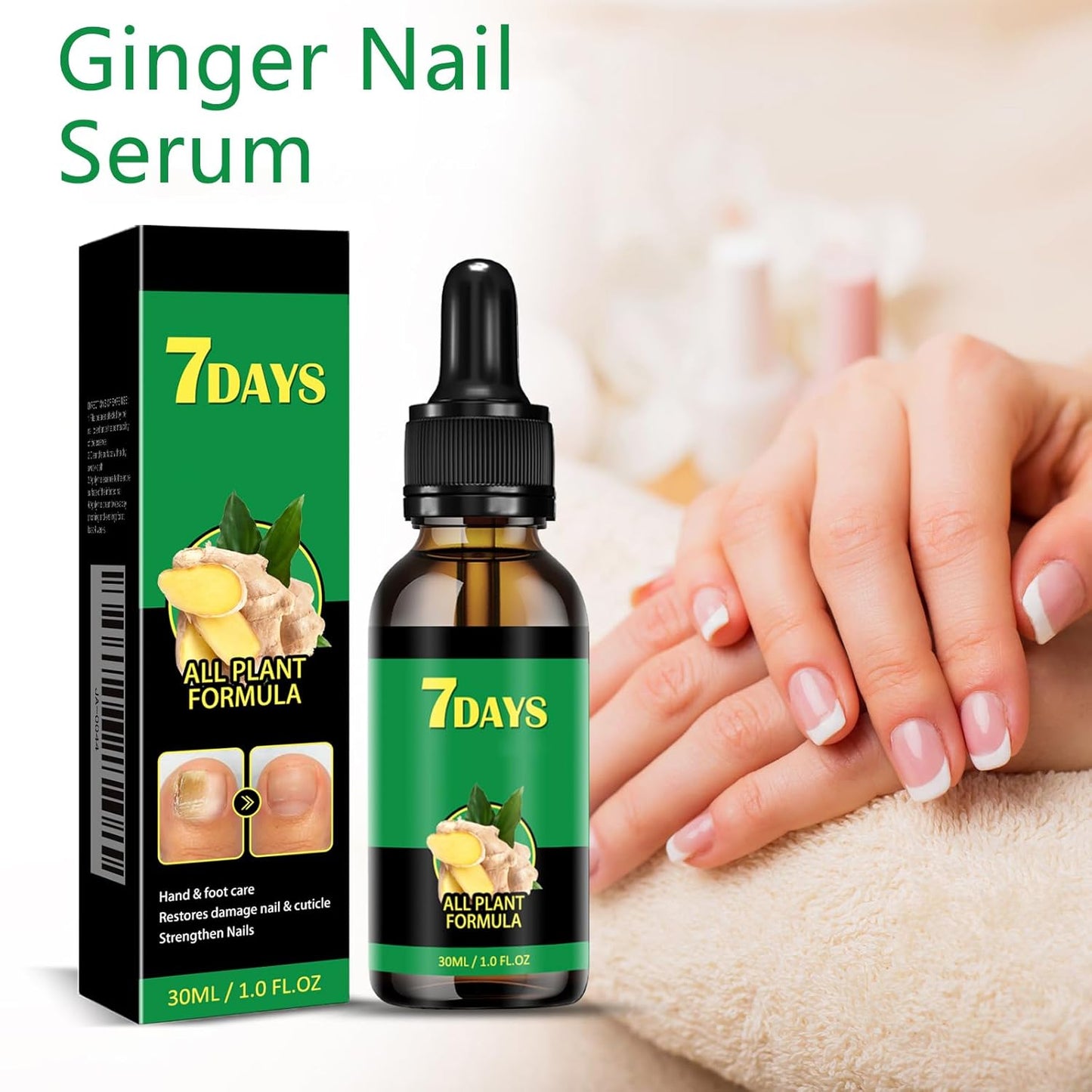 3Pcs Ginger Nail Serum, 2-in-1 Serum Repair Essence, Ginger Care Oil for Nails Strengthener Oil, Care Moisturizer