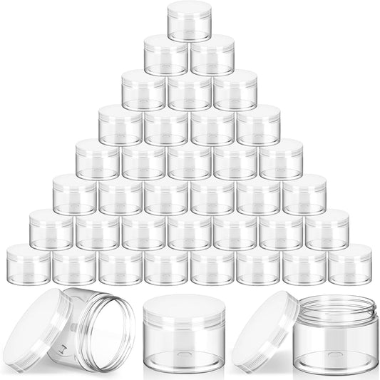 SATINIOR 36 Pieces 8 oz Plastic Jars with Lids Wide Mouth Airtight Reusable Container Acrylic Cosmetic Small Jars for Lotions Ointments Travel Toiletries Creams Make up Storage(White)