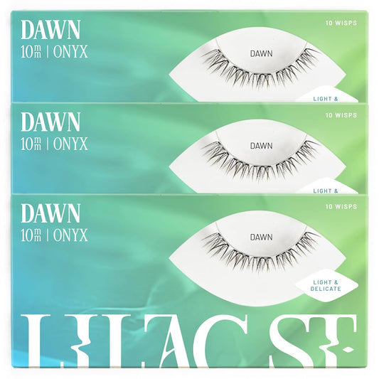 Lilac St - Dawn Natural Faux Eyelash Clusters (10mm, 3 Pack) - No "Makeup" Look - DIY Lash Extension Wisps - Lightweight & Lifelike - Lasts 10 Days - Cruelty Free, Vegan, Women Founded - 30 Lashes