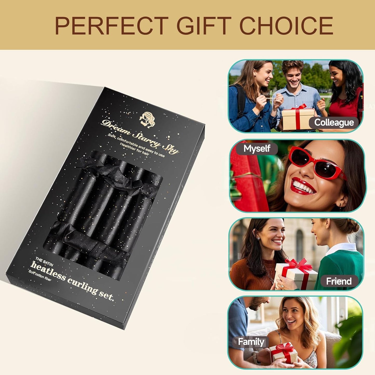 Satin Heatless Curling Set - Hair Rollers for Curls Heatless Hair Curlers & Hot Rollers Hair Curlers to Sleep in Curling Rod Headband Curler (Dreamy Starry Sky)