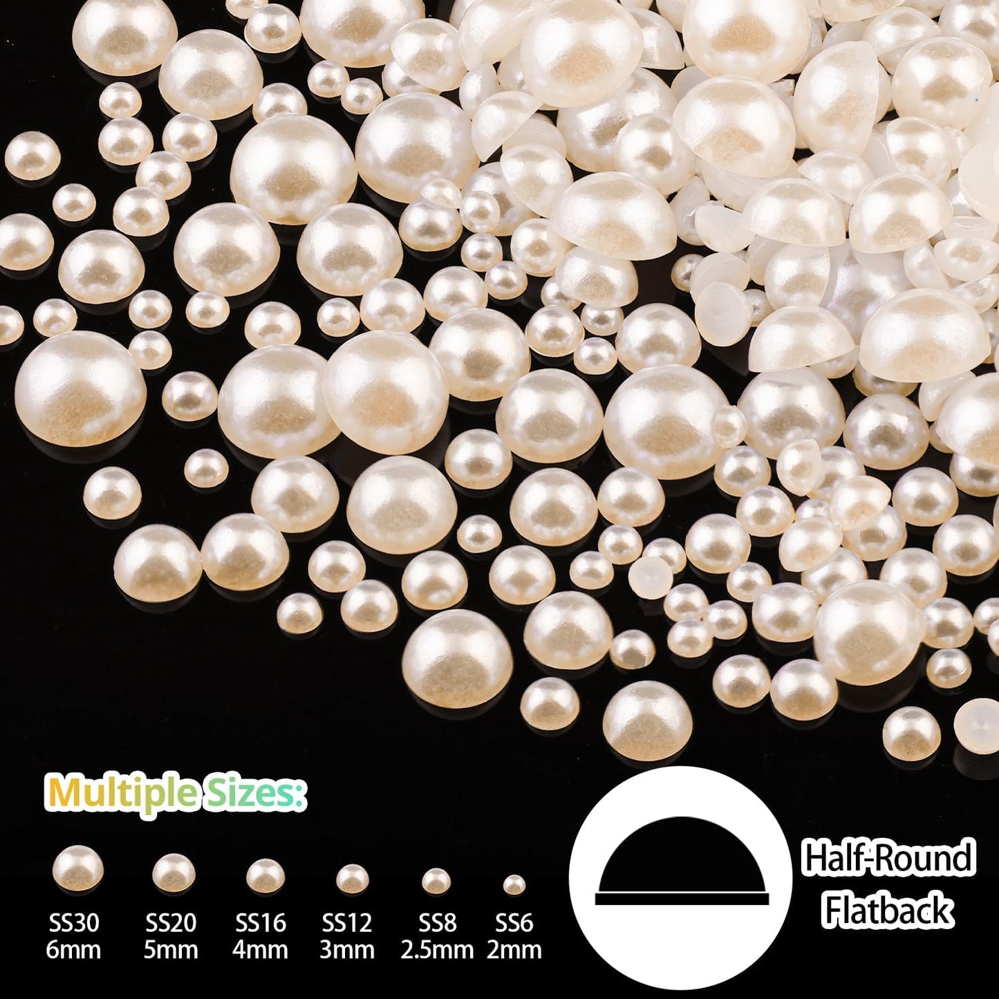 Rhinestone & Pearl Manicure Kit - Nail Rhinestone Glue Gel, Flatback Glass Crystal AB + Clear Gems, Beige Half Round Pearls, Gem Glue for Nails (UV/LED Needed) with Dotting Tools