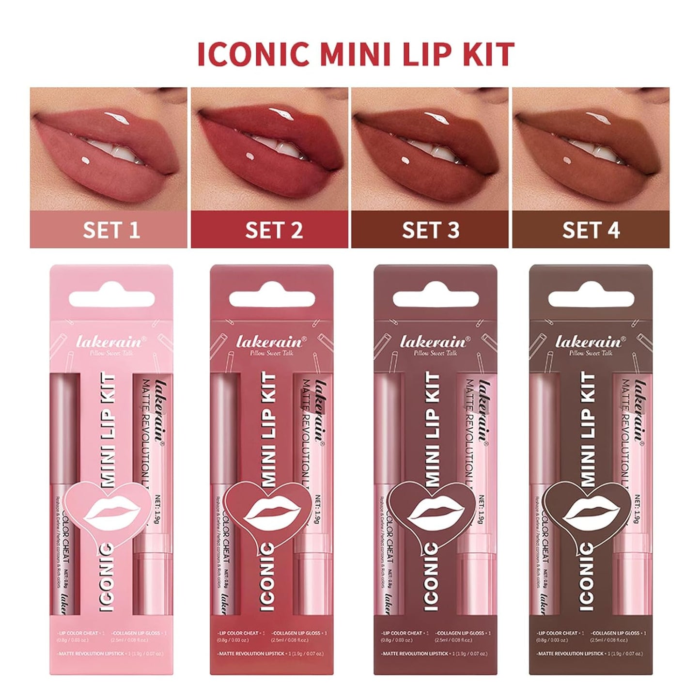 3PCS Lip Liner and Lipstick Combo Set - Matte Lip Liner Pencil, Velvet Matte Lipstick & Hydrating Collagen Lip Gloss - Long-Lasting, Smudge-Proof, High Pigment Nude Brown Lip Makeup Kit (Set 2, 3)