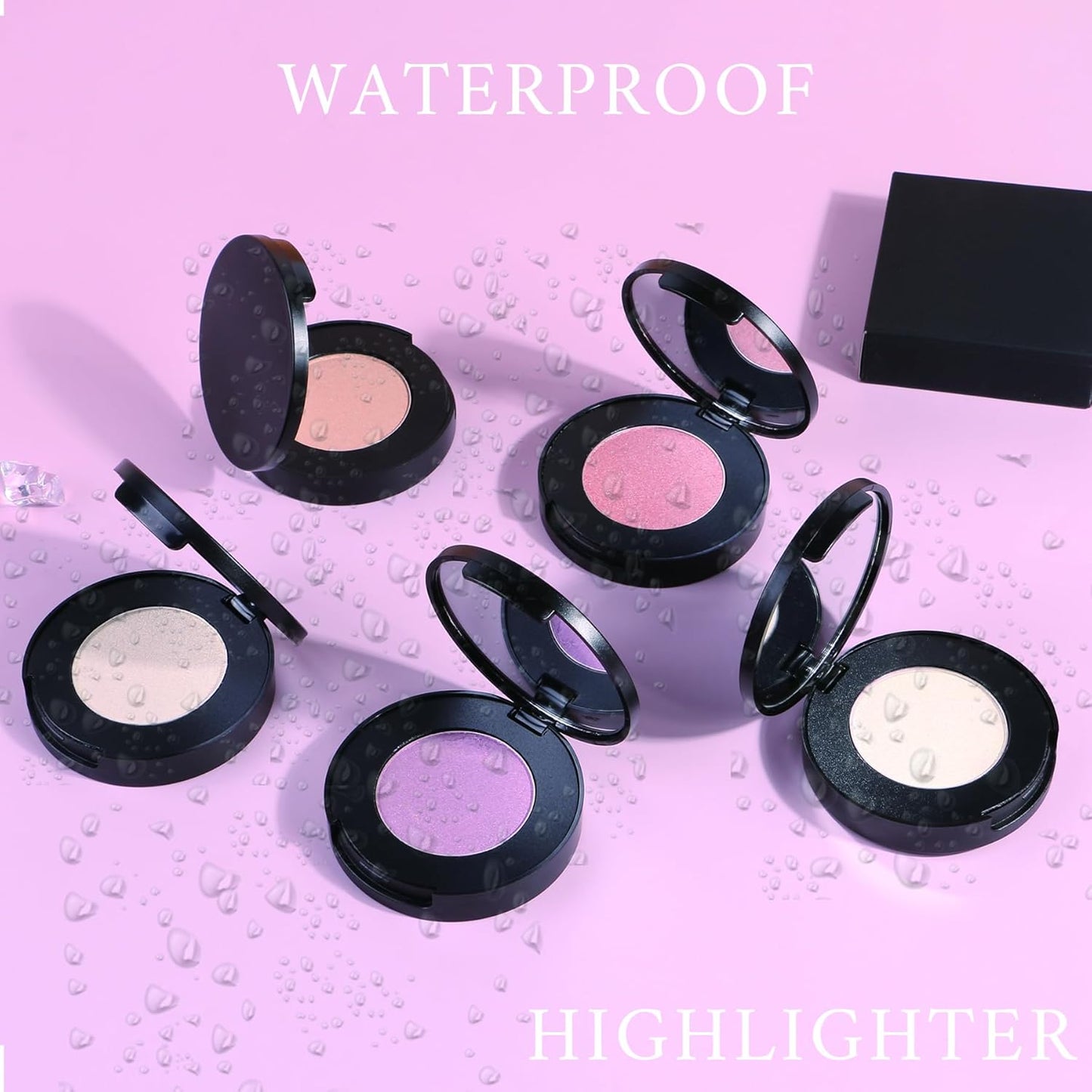 Face Highlighter Powder Palette, Glossy Glitter Illuminator Powder, Shimmer Shades for Face Highlighter Makeup, Highly Pigmented Natural Shiny Highlight Makeup Illuminator Highlighter 6