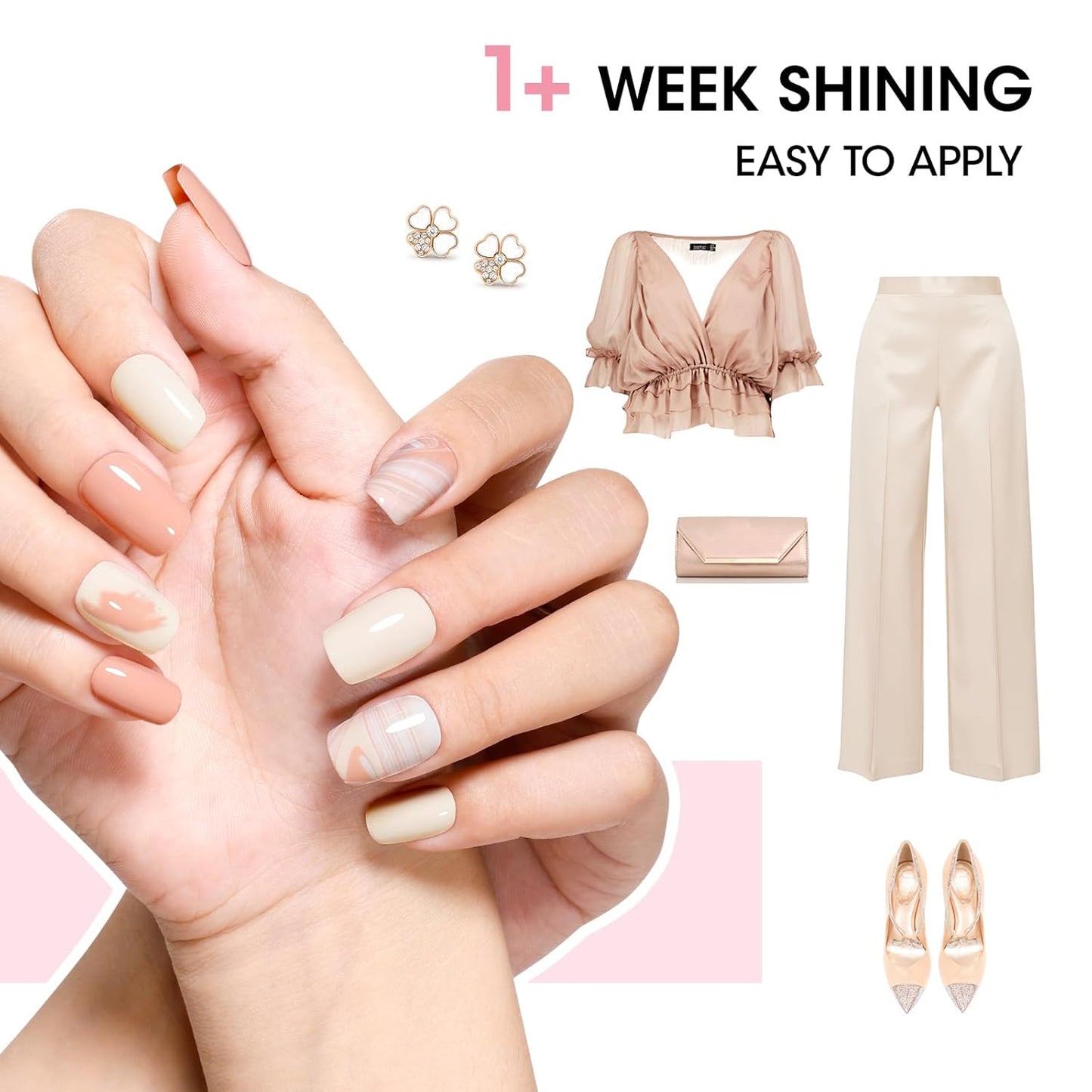 GELLEN Nude Nail Polish, Quick Air Dry Natural Traditional Regular Nail Polish 6 Colors Nude Pink White Set for Acrylic Natural Nails Home Salon, Non Gel, No UV, Chip Resistant, Hema Free, Non-toxic