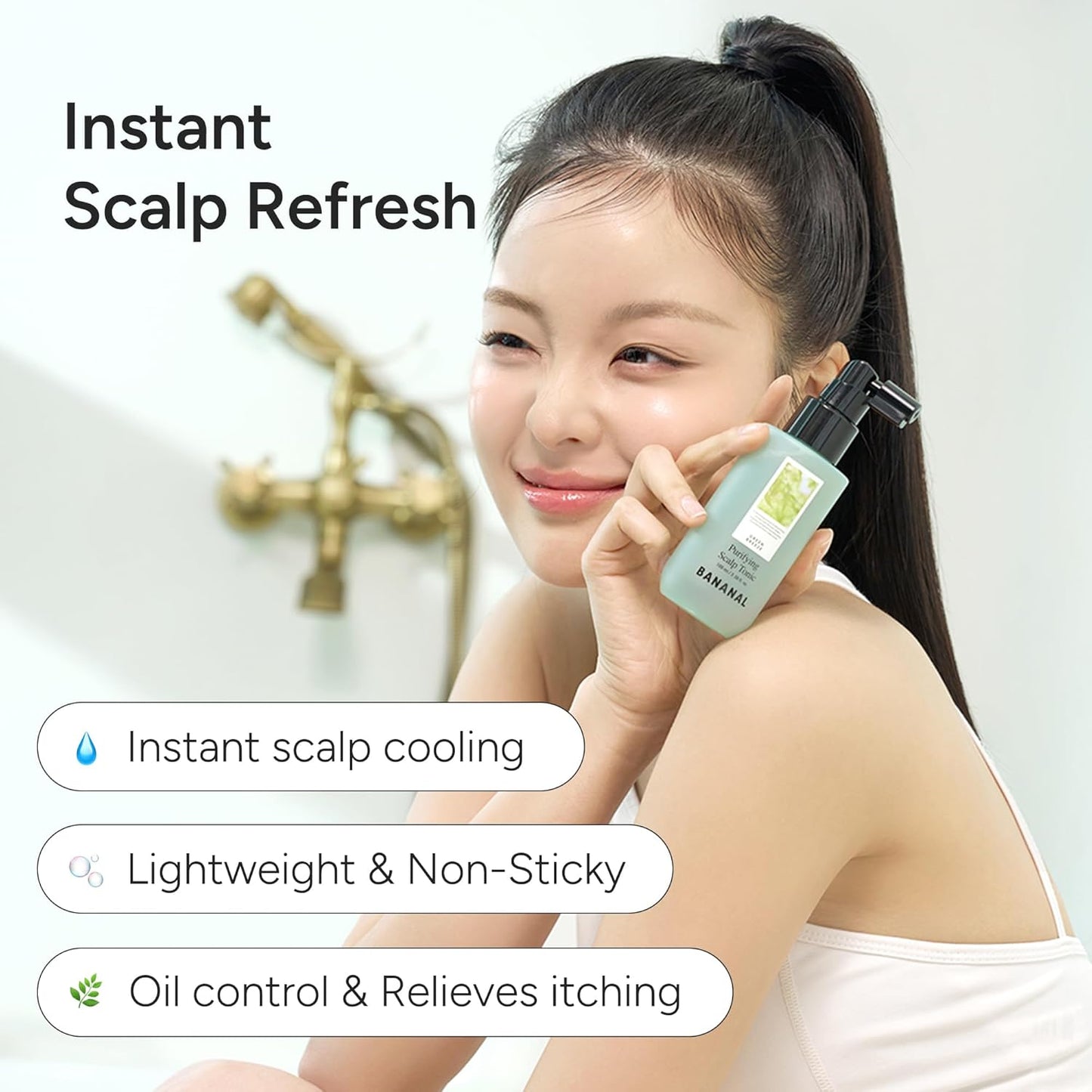 Purifying Hair & Dry Scalp Treatment Mist – Korean Hair Care with Triple Mint Complex for Oil Control, Soothing & Leave-In Conditioner – Paraben, Silicone & Sulfate Free – Green Breeze, 3.38 fl oz