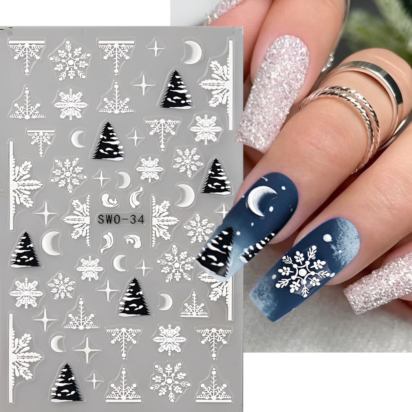 Christmas Nail Art Stickers Decals 5D Embossed Nail Decals Snowman Christmas Tree Snowflake Holiday Nail Stickers for Nail Art Xmas Nails Design Christmas Nails Supplies for Women Girls