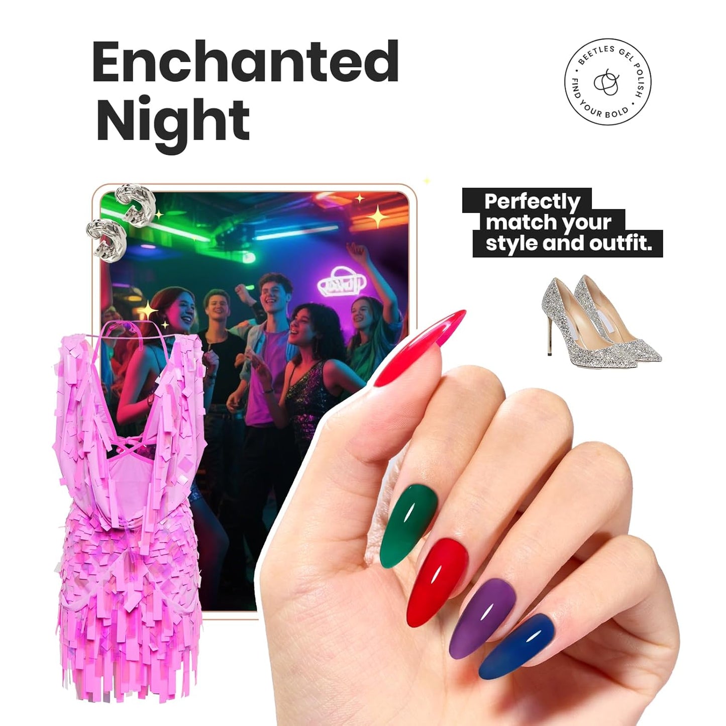 Beetles Christmas Nail Polish Set, 6 Colors Quick Dry Jelly Nail Polish Kit, Winter & Fall Sheer Jelly Syrup Nails Enchanted Night Gifts for Women Salon DIY Manicure Kit