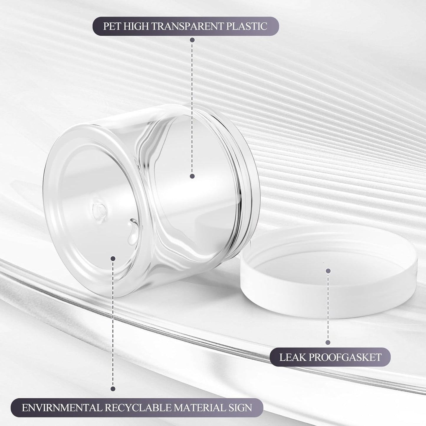 SATINIOR 36 Pieces 2 oz Plastic Jars with Lids Wide Mouth Airtight Reusable Container Acrylic Cosmetic Small Jars for Lotions Ointments Travel Toiletries Creams Make up Storage(White)