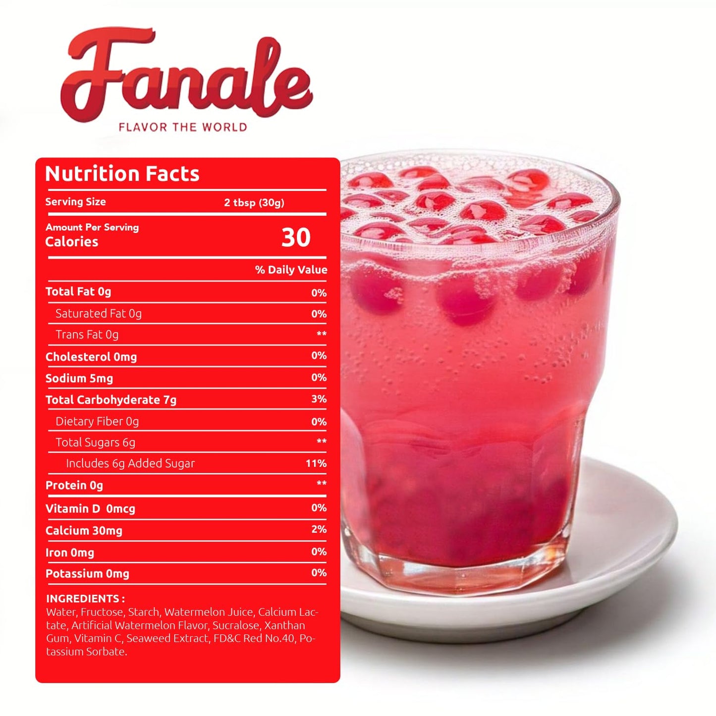 Fanale Watermelon Popping Boba Pearls, Vegan, Non GMO, Gluten Free, Fat Free, Perfect for Bubble Tea, Smoothies, Ice Cream, Desserts, and Beverages.