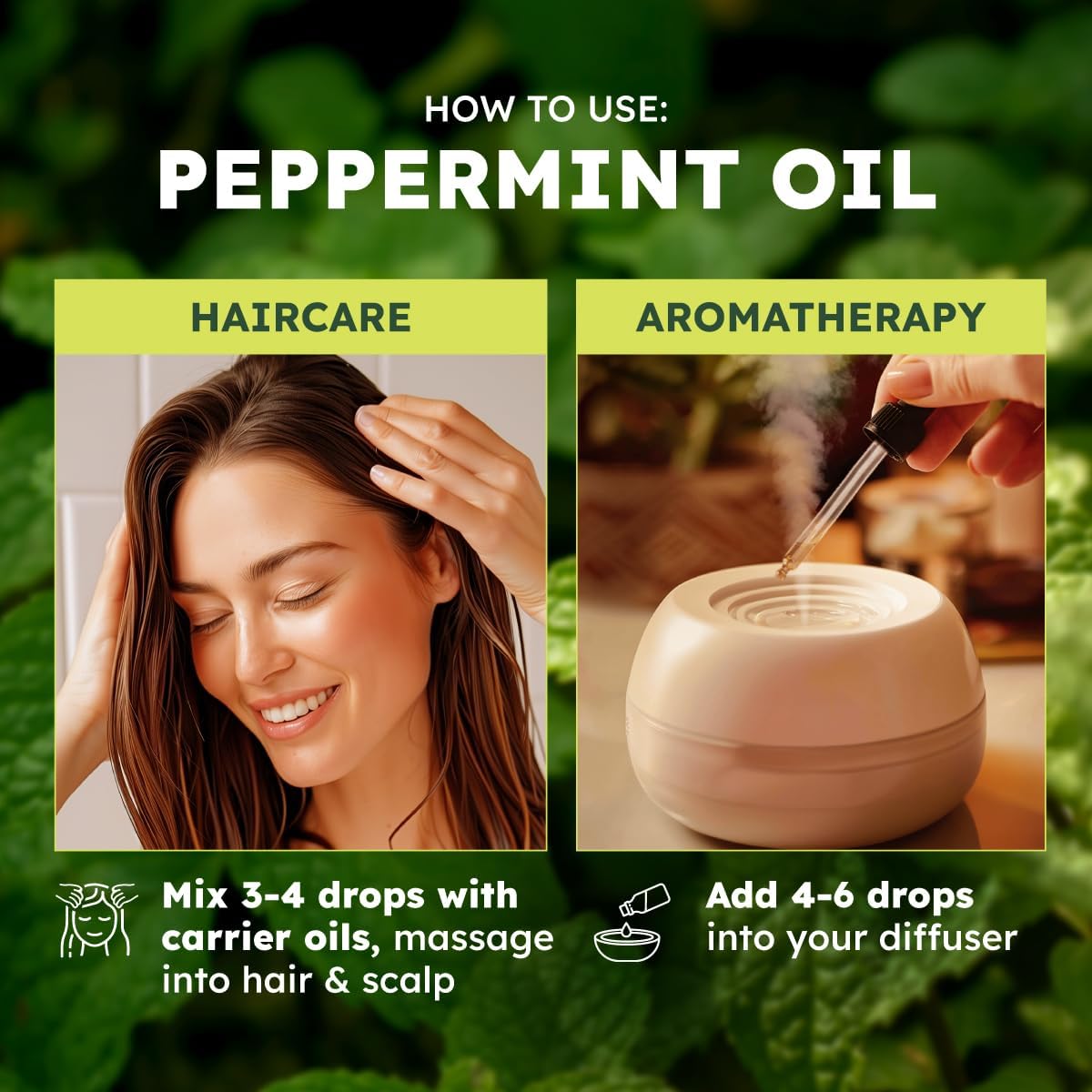 Kukka Essential Oils Peppermint Oil for Skin, Hair, Diffuser - 4 Fl Oz / 118 ml, DIY Soap Making Scents