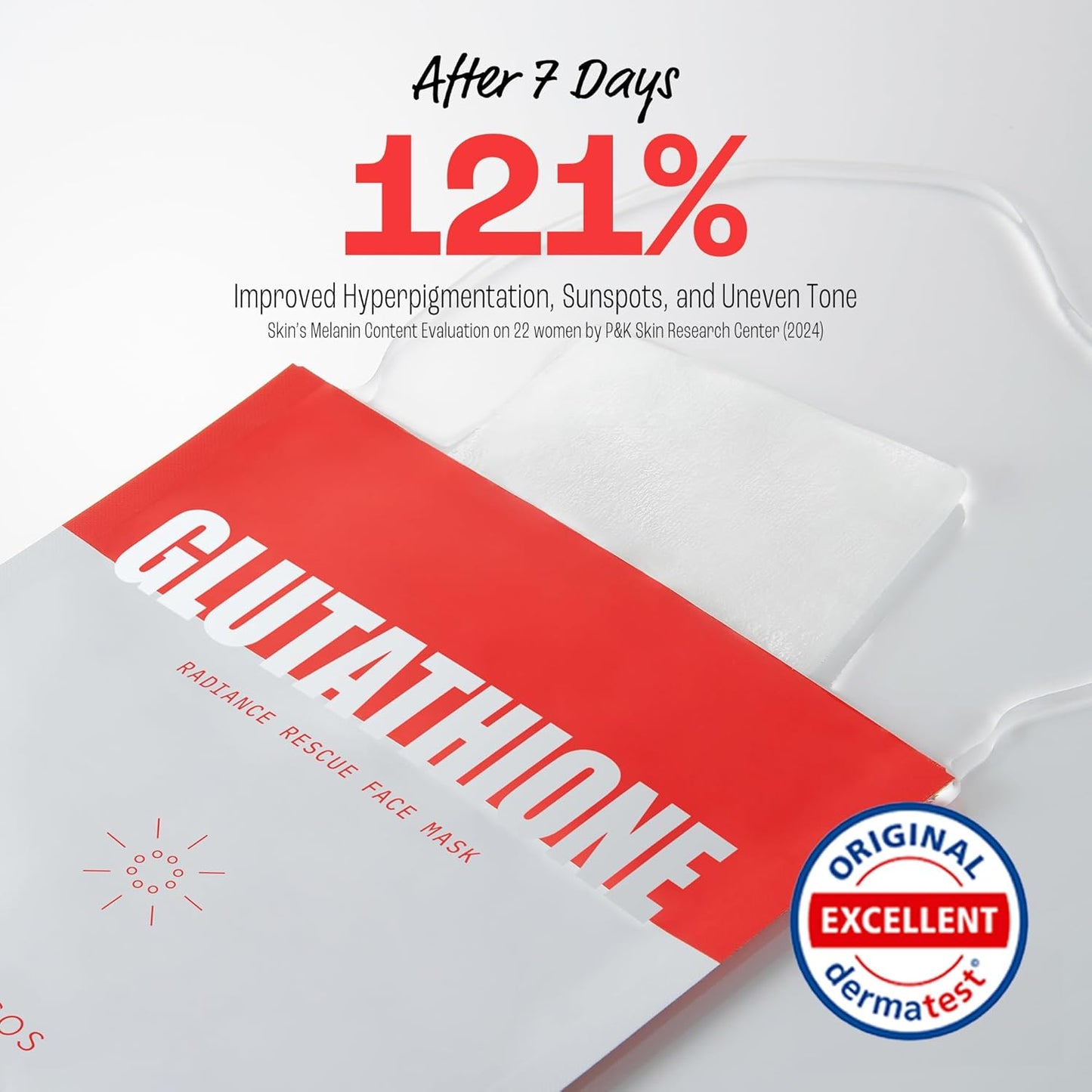 LAPCOS Glutathione Radiance Rescue Mask - Korean Skin Care Mask w/Glutathione, Niacinamide & Peptides - Hydrating Face Masks Spa Gifts for Women - Revitalizing & Firming Face Mask (5 Count, 0.91 oz)