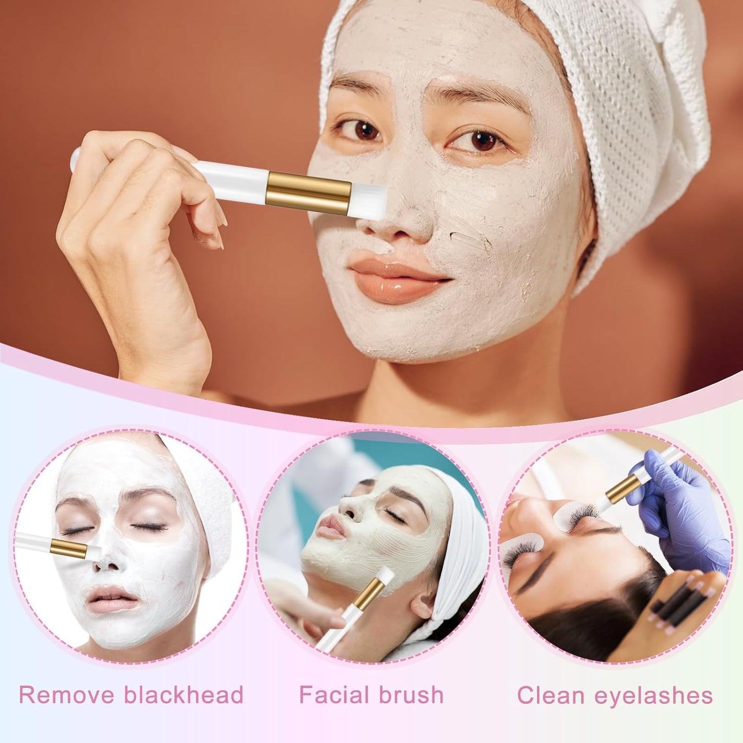 50PCS Lash Shampoo Bottles Brushes Set, Empty Lash Shampoo Bottle, Lash Cleaning Brush, Eyelash Extension Tube Brush, Instructions Cards, Aftercare Bags for Lash Business Clients (50pcs in white)