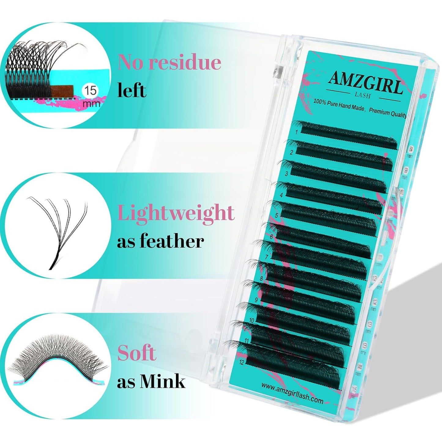Individual Lashes Cashmere Volume Lash Extensions D Curl 8DW Premade Eyelashes Mixed and Single Tray,Soft and Dense Rapid Blooming Lashes,Eyelash Extensions for Professional Use(8-15mm)