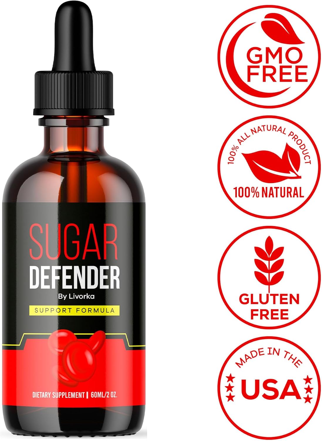 Sugar Defender - Sugar Defender Drops, Sugar Defense Super Formula, Sugar Defender 24, Sugar Defender Supplement, Sugar Defender Liquid, Defender Drop, Sugar Metabolism (60 Capsules) -5Pack