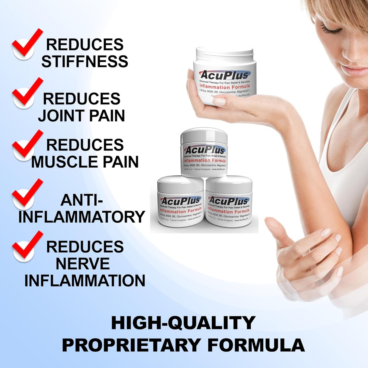 AcuPlus - Advanced Pain Relief Topical Anti Inflammatory Cream to Soothe Muscle & Joint Pain - Arthritis, Bursitis, & Tendonitis - Fast-Acting Formula with Natural Ingredients - 4 oz. each, Pack of 3