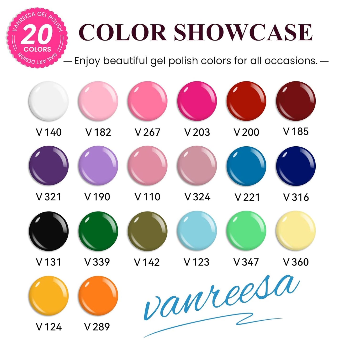 VANREESA Gel Nail Polish Kit with U V Light 36 Pcs Gel Polish Nail Set 20 Must-have Colors Nail Polish Set + Base Coat and 4 Effects Top Coat Manicure Tools Beginners Nail Kit Gifts for Women Girls