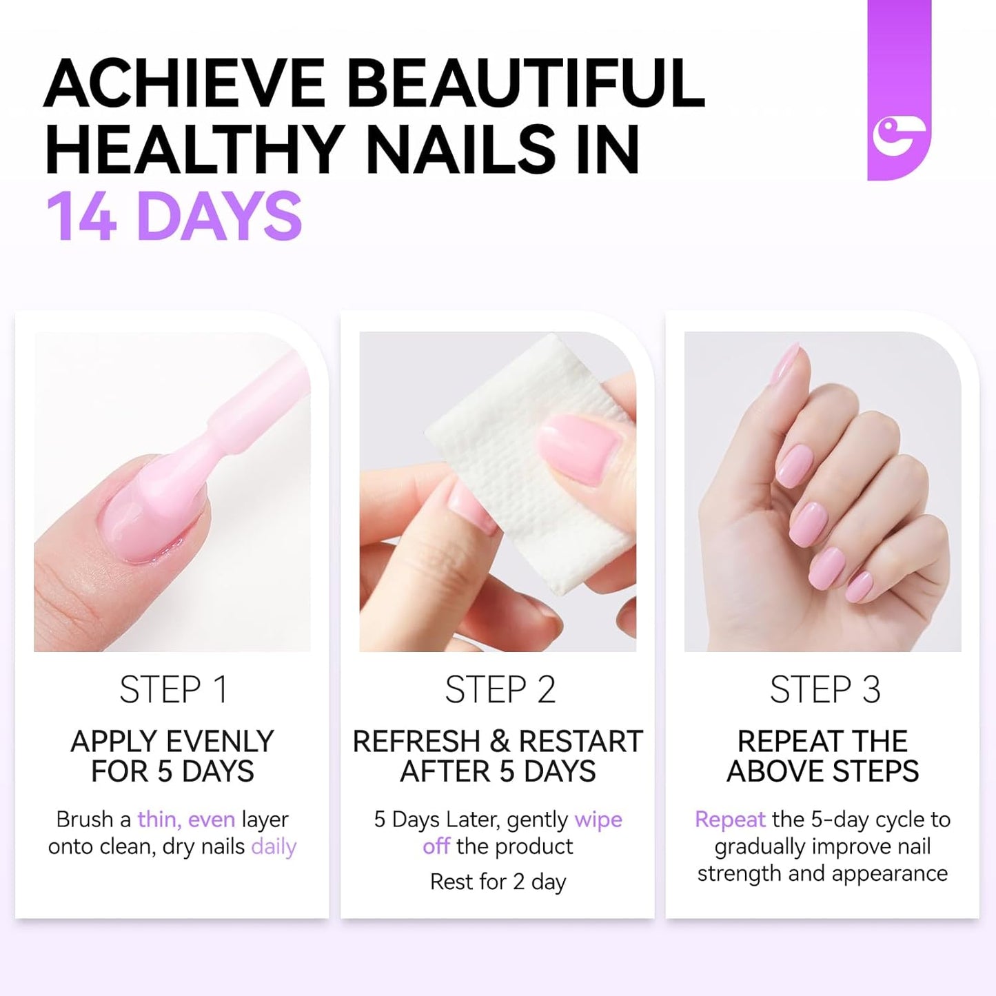 Nail Polish Strengthener and Growth: Lavender Haze 15ml Gelike EC 6 in 1 Natural Hardener - Long Lasting Nail Polish Hardener Extra Strong and Growth for Daily Work Home Salon