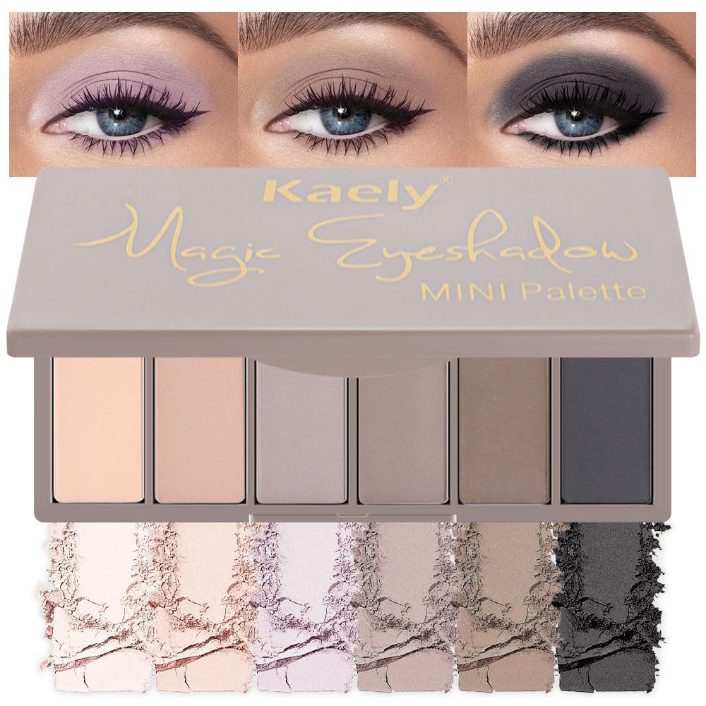 Kaely 6 Color Mini Nude Smoky Eyeshadow Palette Makeup, Highly Pigmented Eye Shadow Palette Waterproof, Natural Matte Eye Shadow Palette, paleta de sombras de ojos, Vegan & Cruelty-free, 05